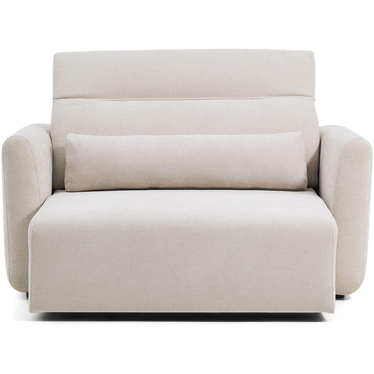 2-Sitzer-Sofa Lares mit elektrisch ausfahrbaren Sitzen und verstellbarer Kopfstütze in beiger Chenille 150 cm