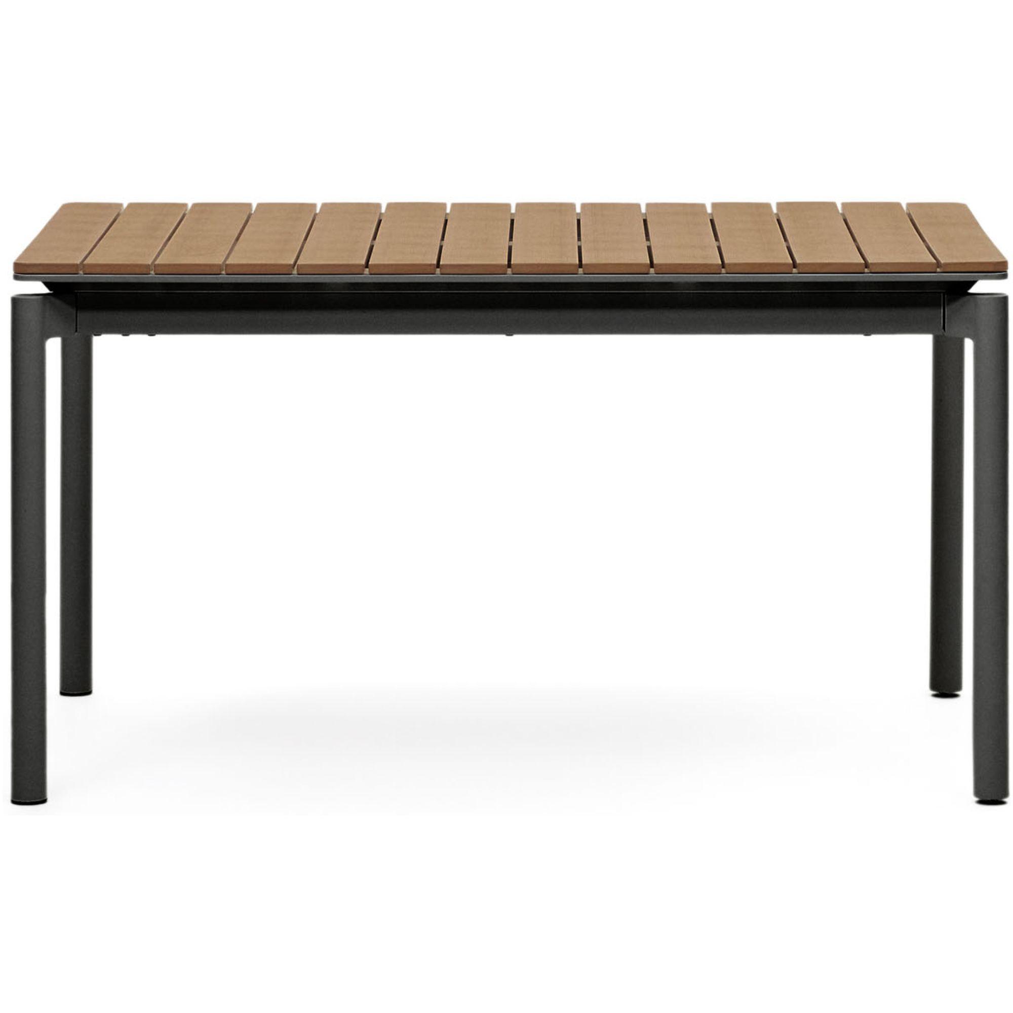 Canyelles Gartenausziehtisch aus Poly-Holz und mattschwarzem Aluminium 140-200x90