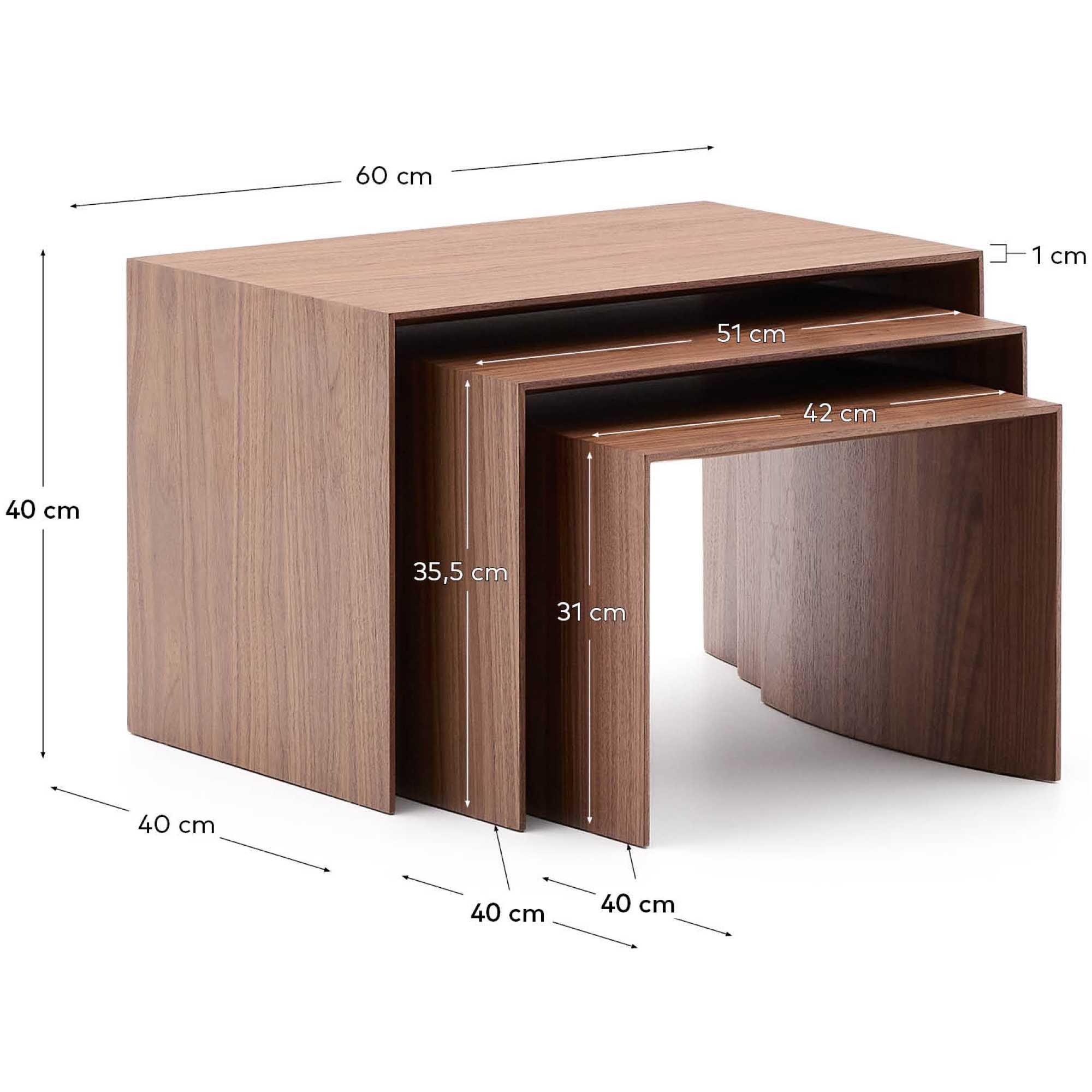 Beistelltisch Nesttische Litto Walnussholzfurnier (3er-Set)
