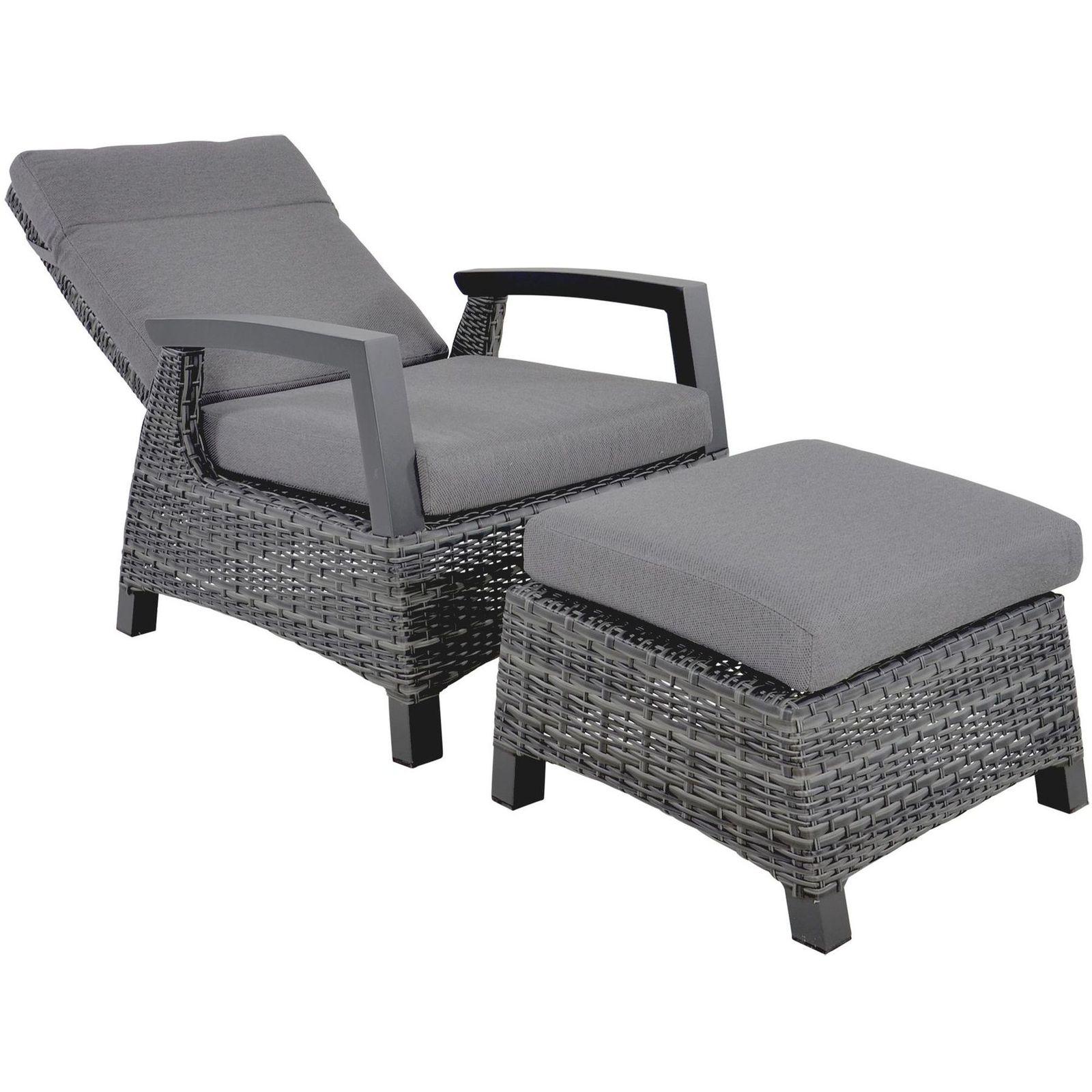 Poly Rattan Gartensessel Parma anthrazit (verstellbar)