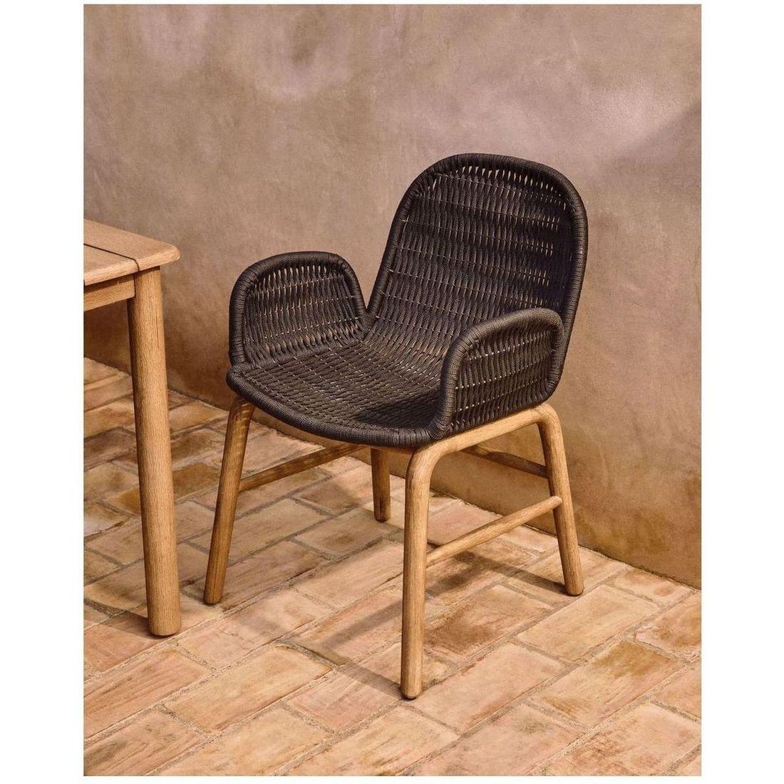 Garten Armlehnstuhl Alipa Akazienholz massiv Seil dunkelgrau FSC 100%