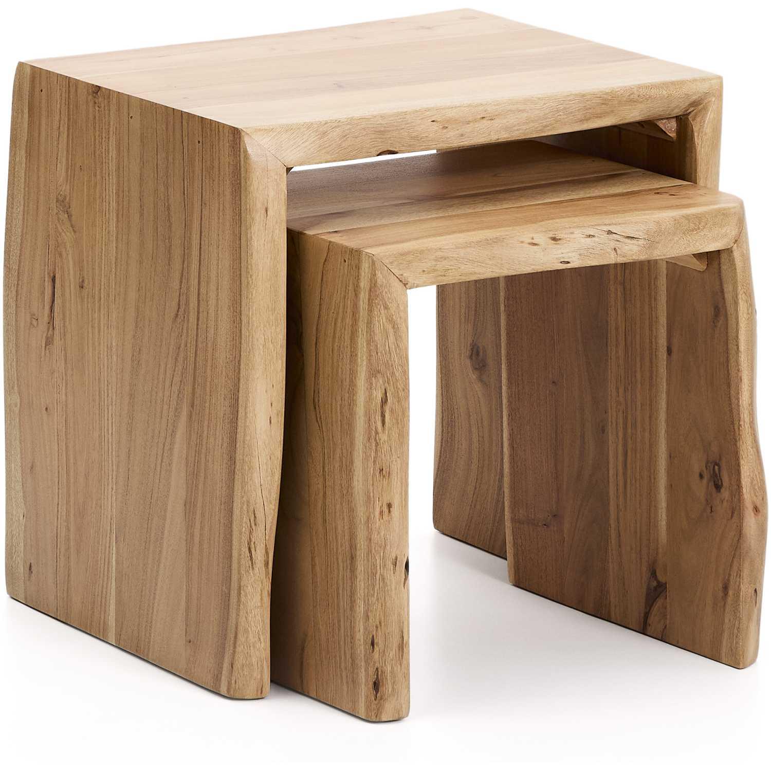 Beistelltisch Lomiri Akazienholz massiv natur Baumkante (2er-Set)