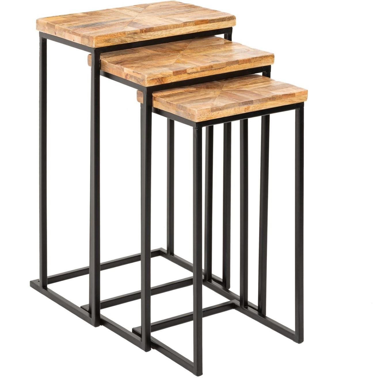Beistelltisch Loft Mangoholz vintage (3er-Set)