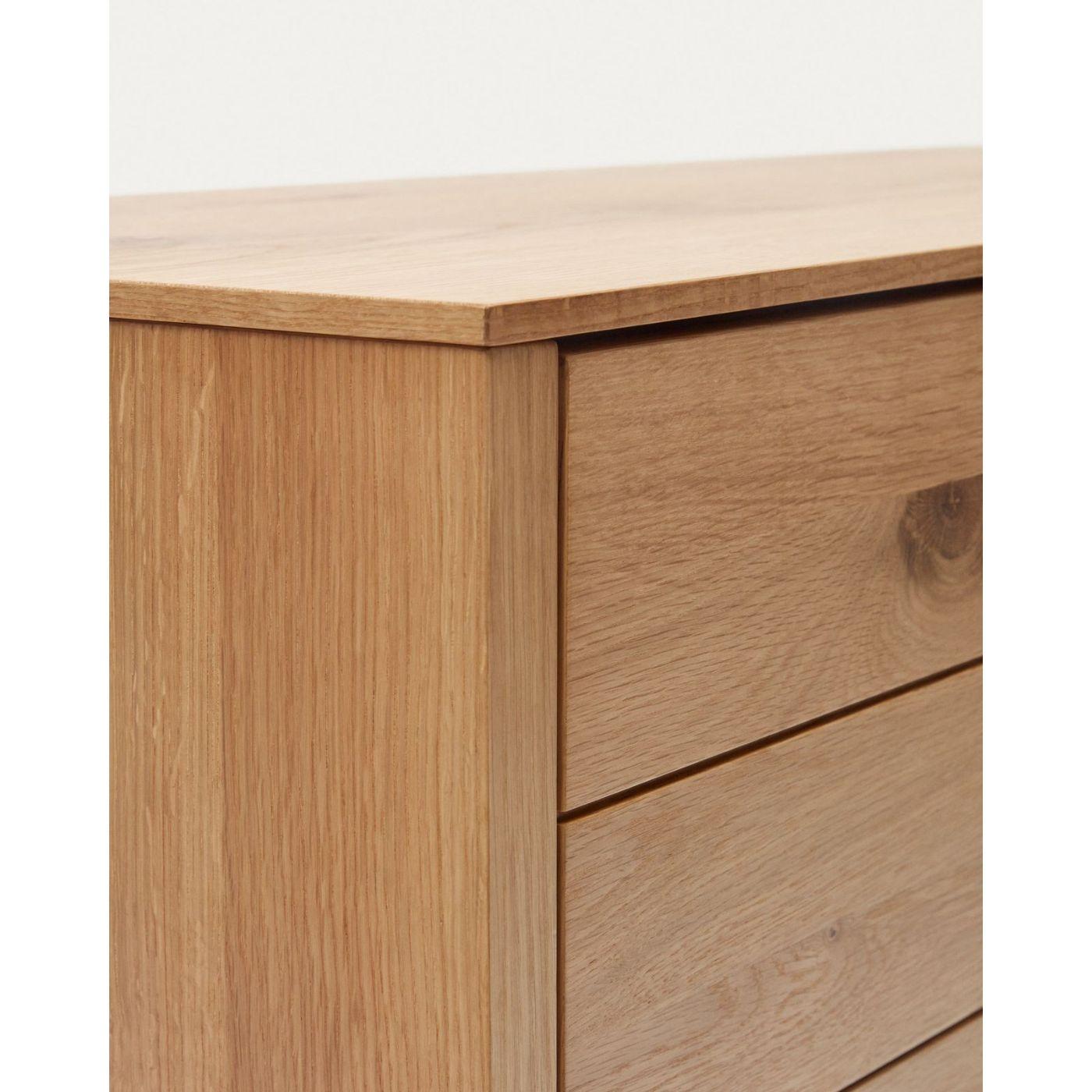 Alguema Kommode 3 Schubladen Eichenfurnier natürliches Finish 100 x 97 cm