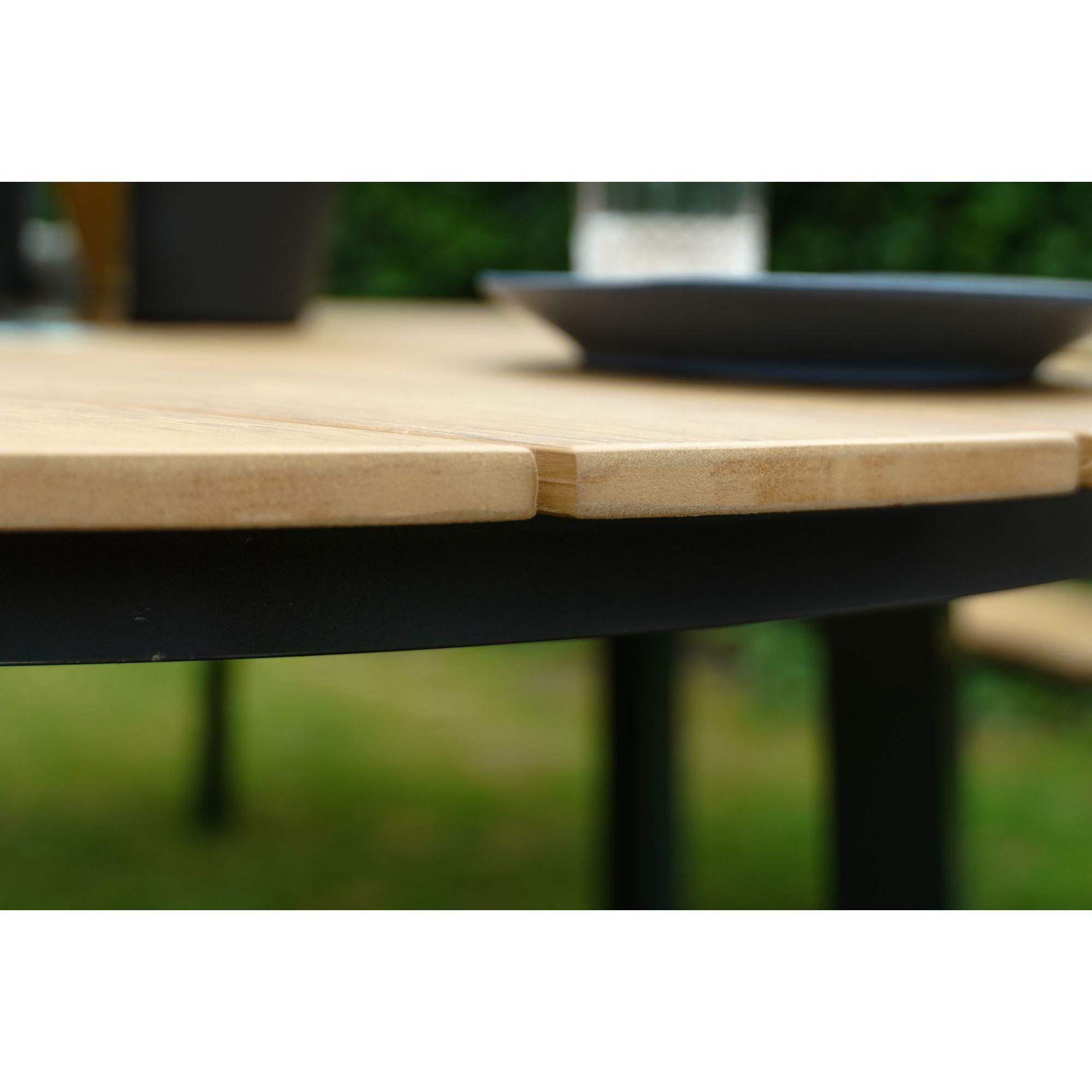 Garten Picknick Tischset rund Aluminium Poly-Holz Piazza