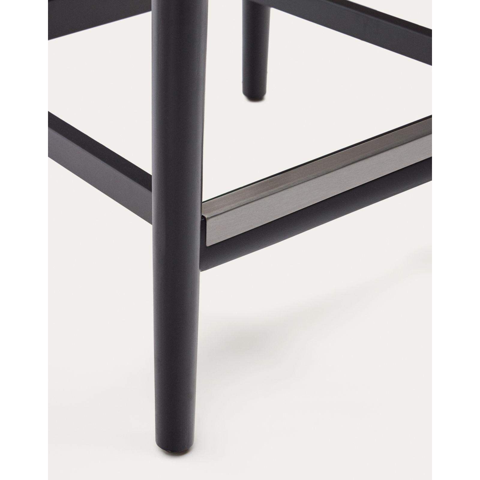 Barhocker aus Holz Nina Akazie schwarz Seil beige Sitzhöhe 62cm