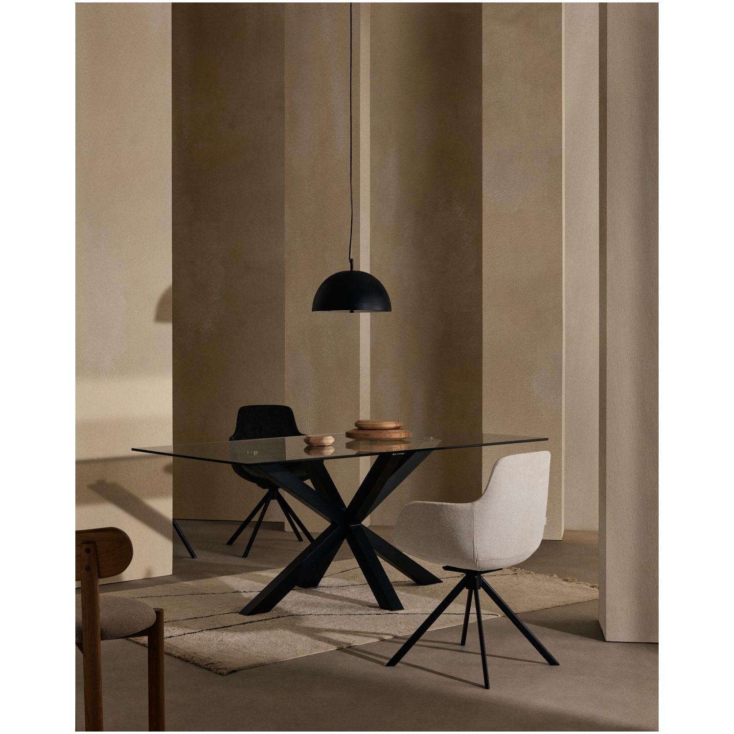 Argo Tisch aus Glas und Stahlbeine mit schwarzem Finish 200 x 100 cm