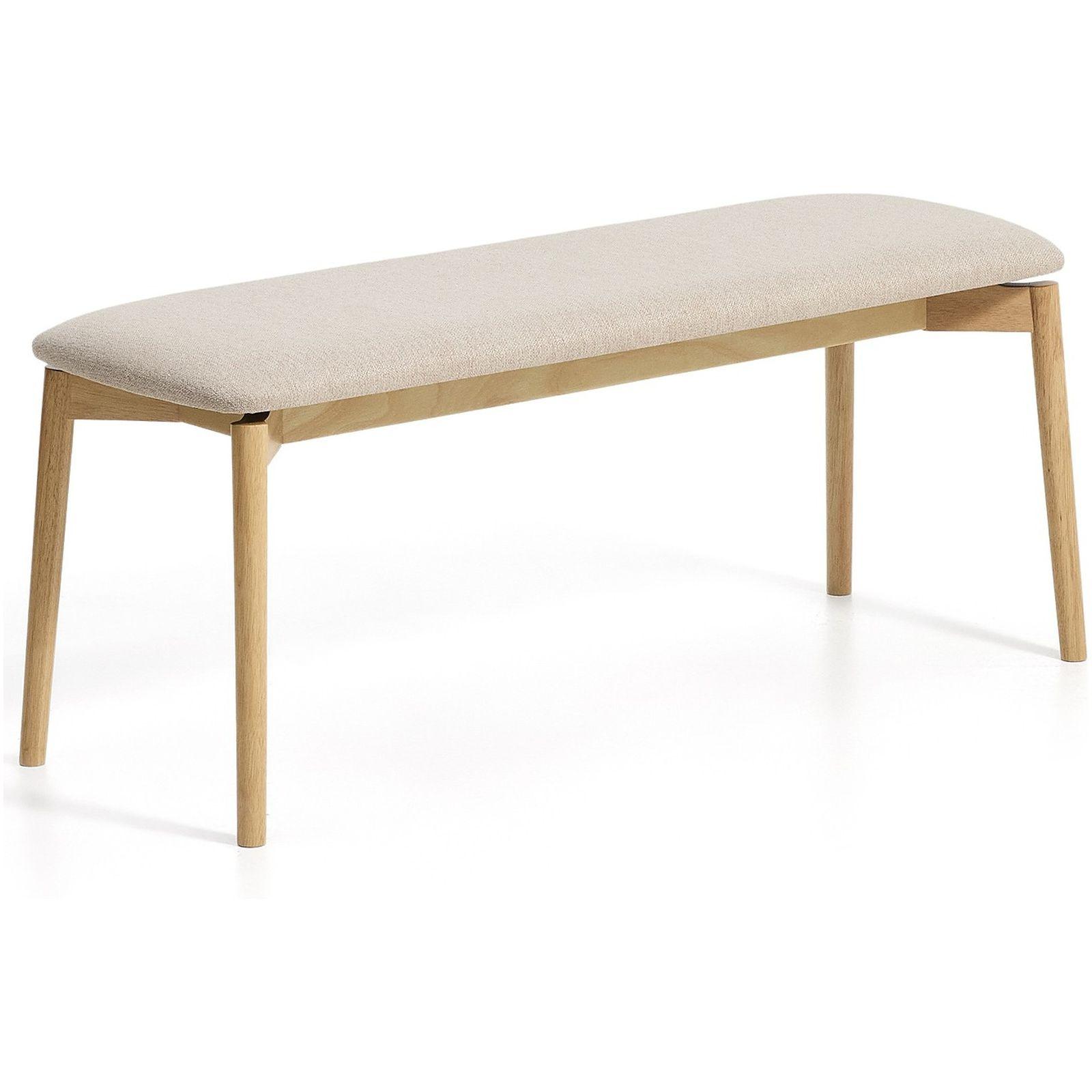 Bank Evera aus Eichenfurnier mit naturfarbenem Finish und beiger Chenille 122 cm