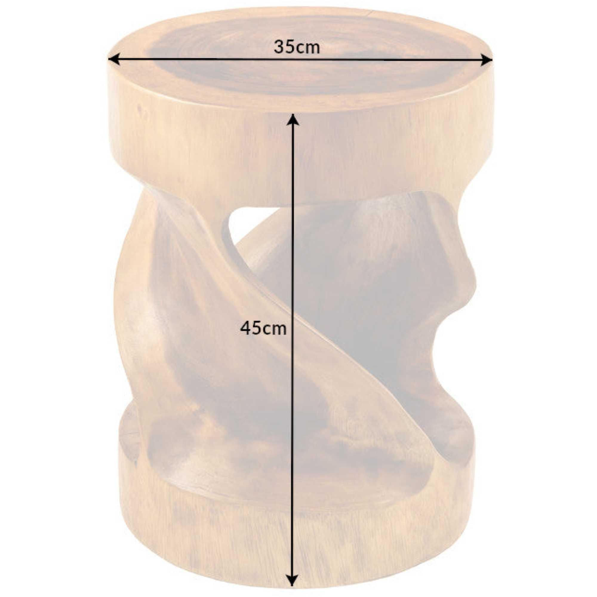 Beistelltisch Holzhocker Twisted Suarholz Unikat
