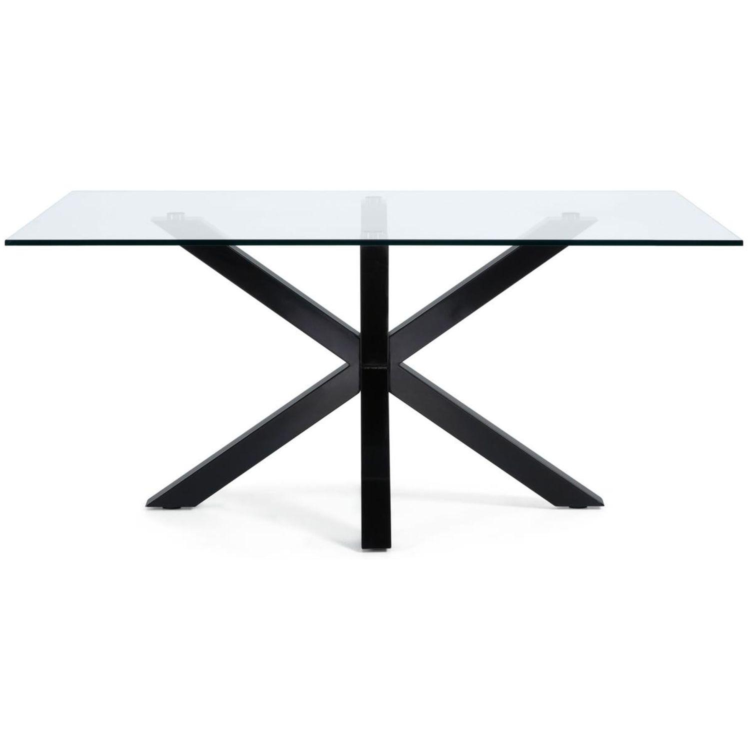 Argo Tisch aus Glas und Stahlbeine mit schwarzem Finish 180 x 100 cm