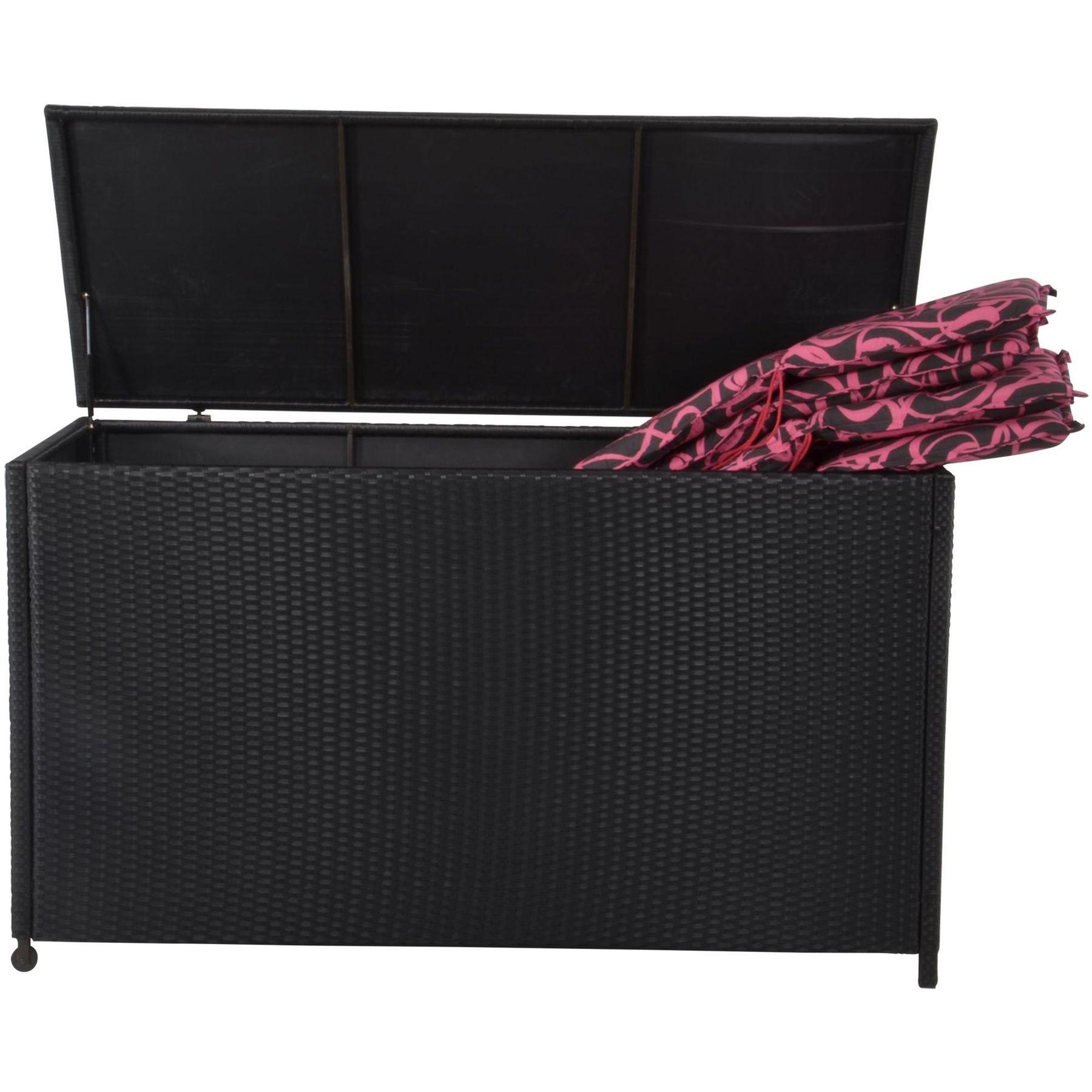 Poly Rattan Kissenbox mit Rollen 165x67x95