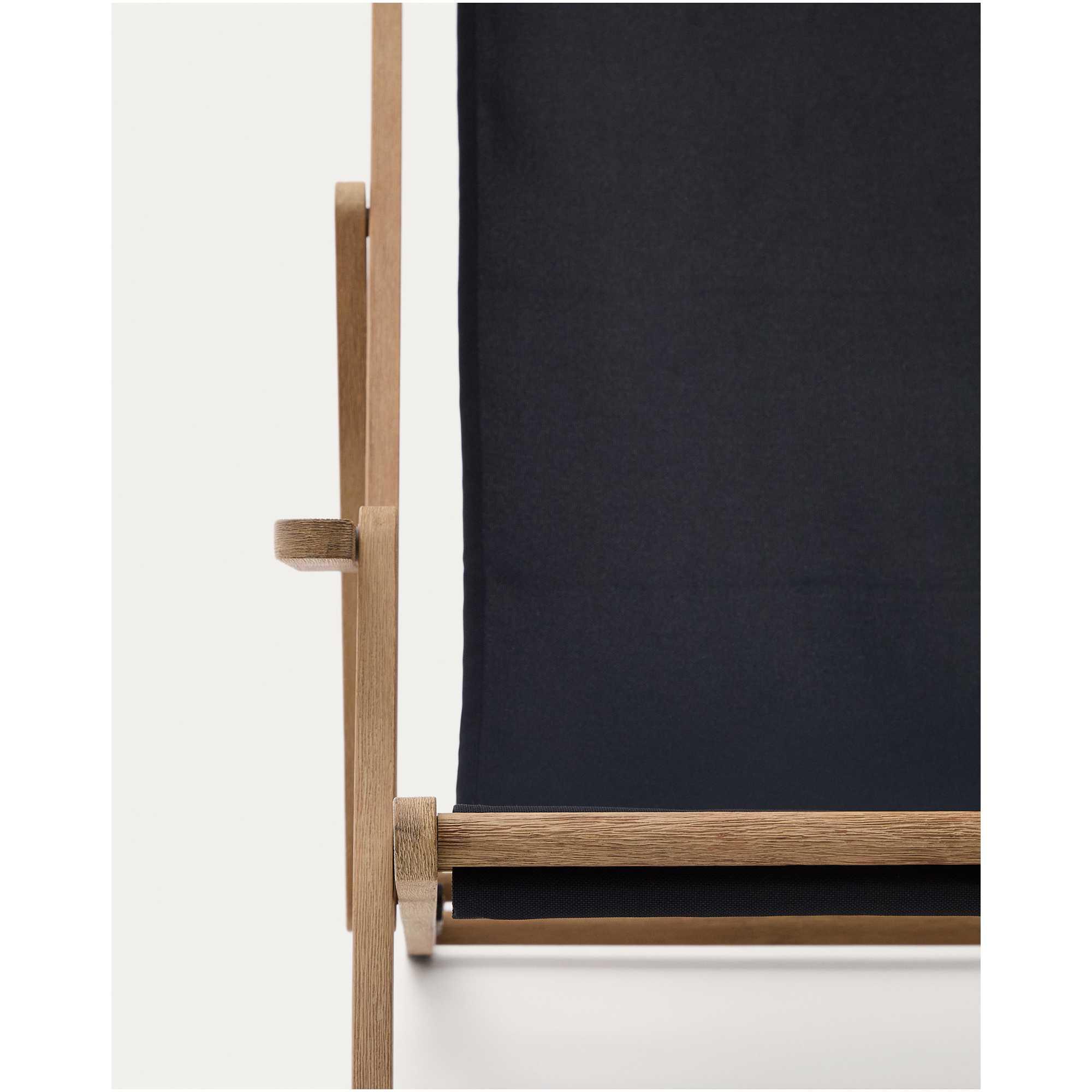 Klappbarer Outdoor-Liegestuhl Vilara in Schwarz aus massivem Akazienholz FSC 100%