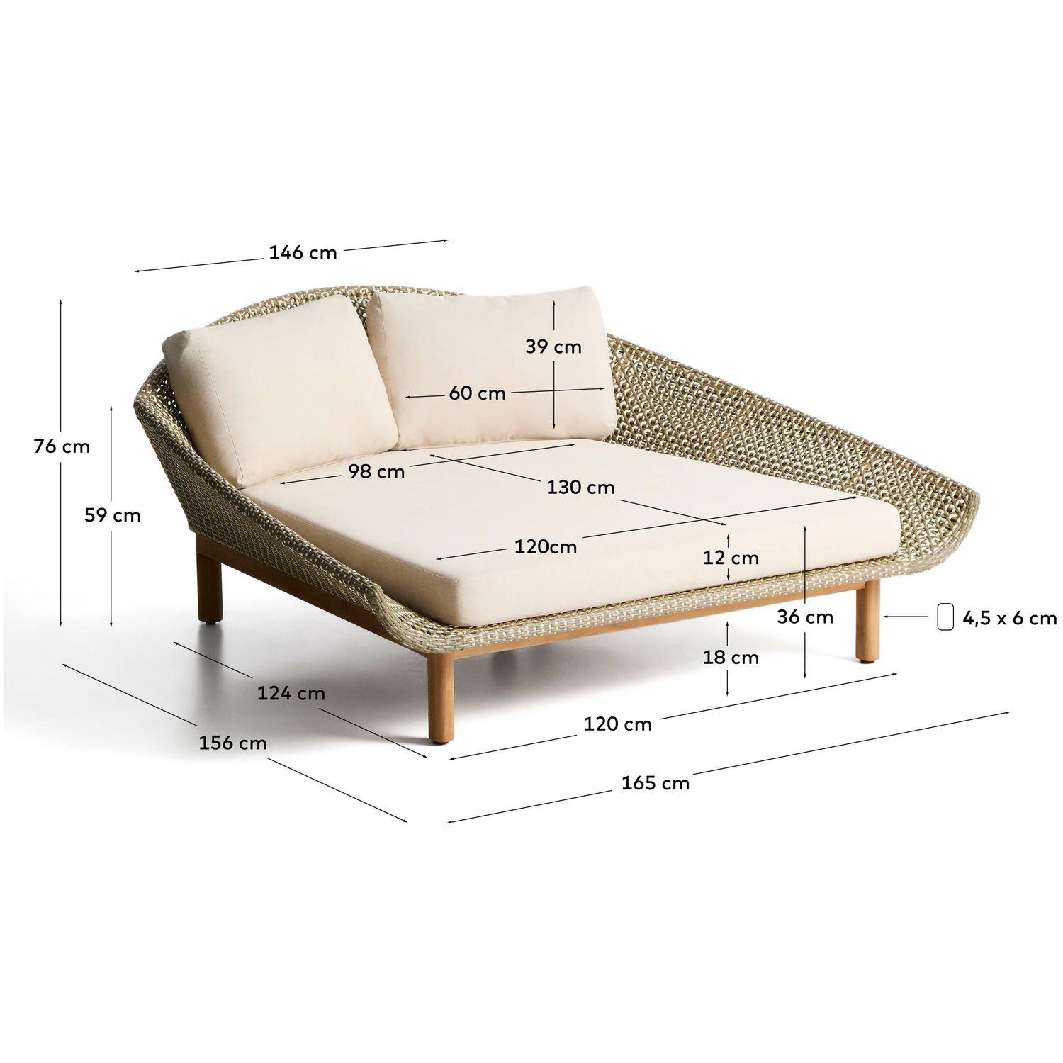 Liegeinsel 2er-Sonnenliege Olbia synthetisches Rattan Teakholz massiv FSC 100%