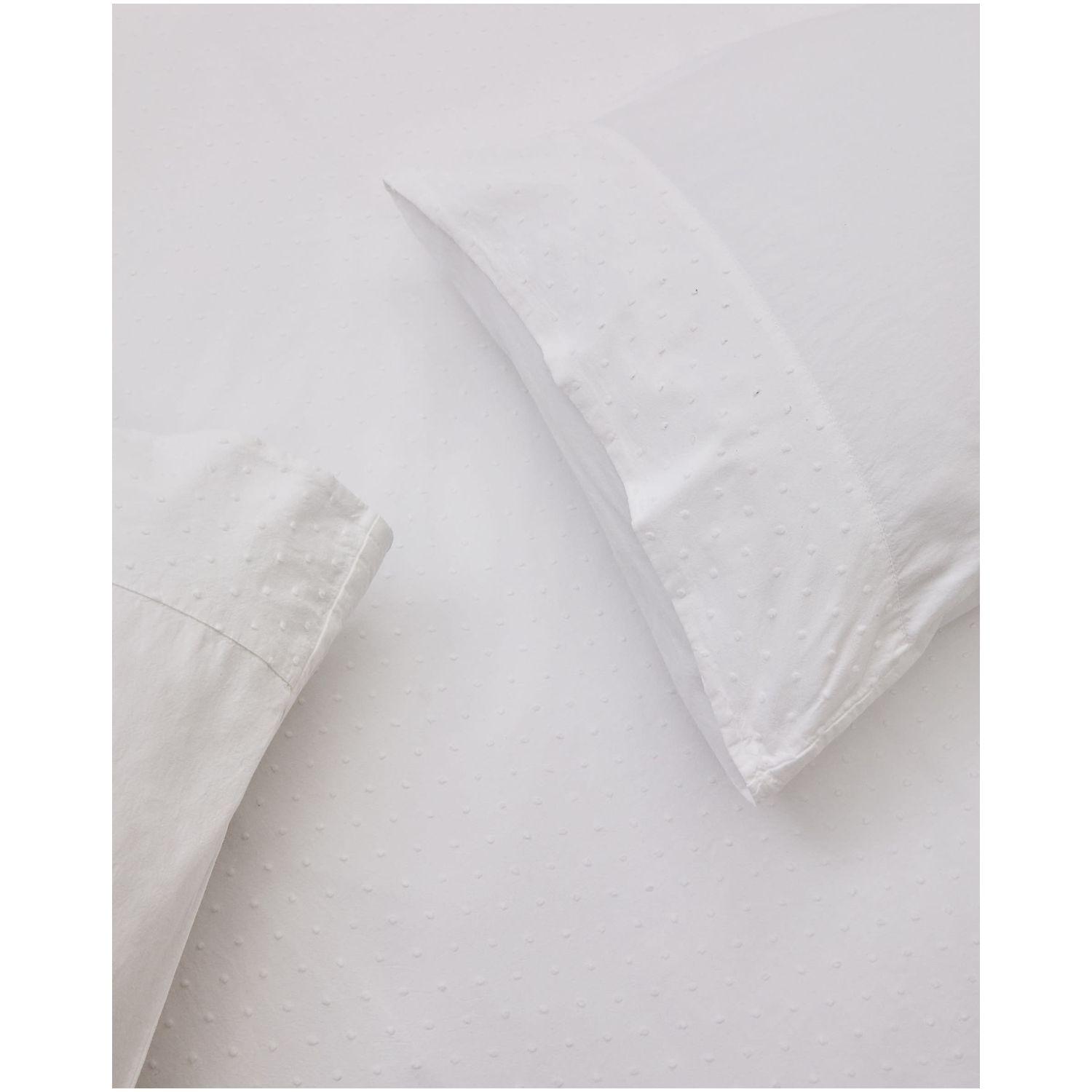 Set Atenie Bezüge für Decke und Kopfkissen Baumwollperkal weiß Plumetti-Detail Bett 180 cm