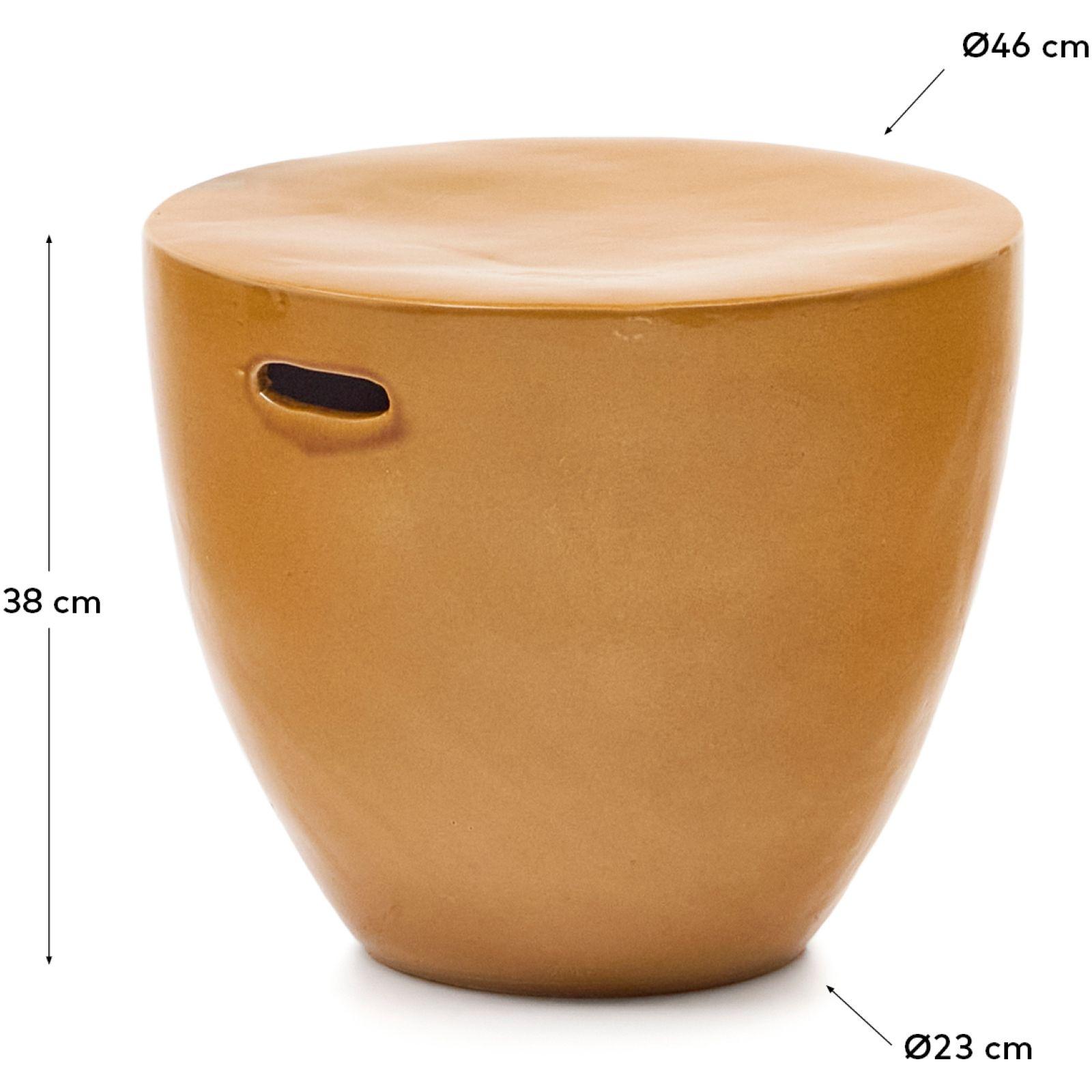 Beistelltisch Mesquida Outdoor Keramik senffarbenem Glasurfinish 45x45