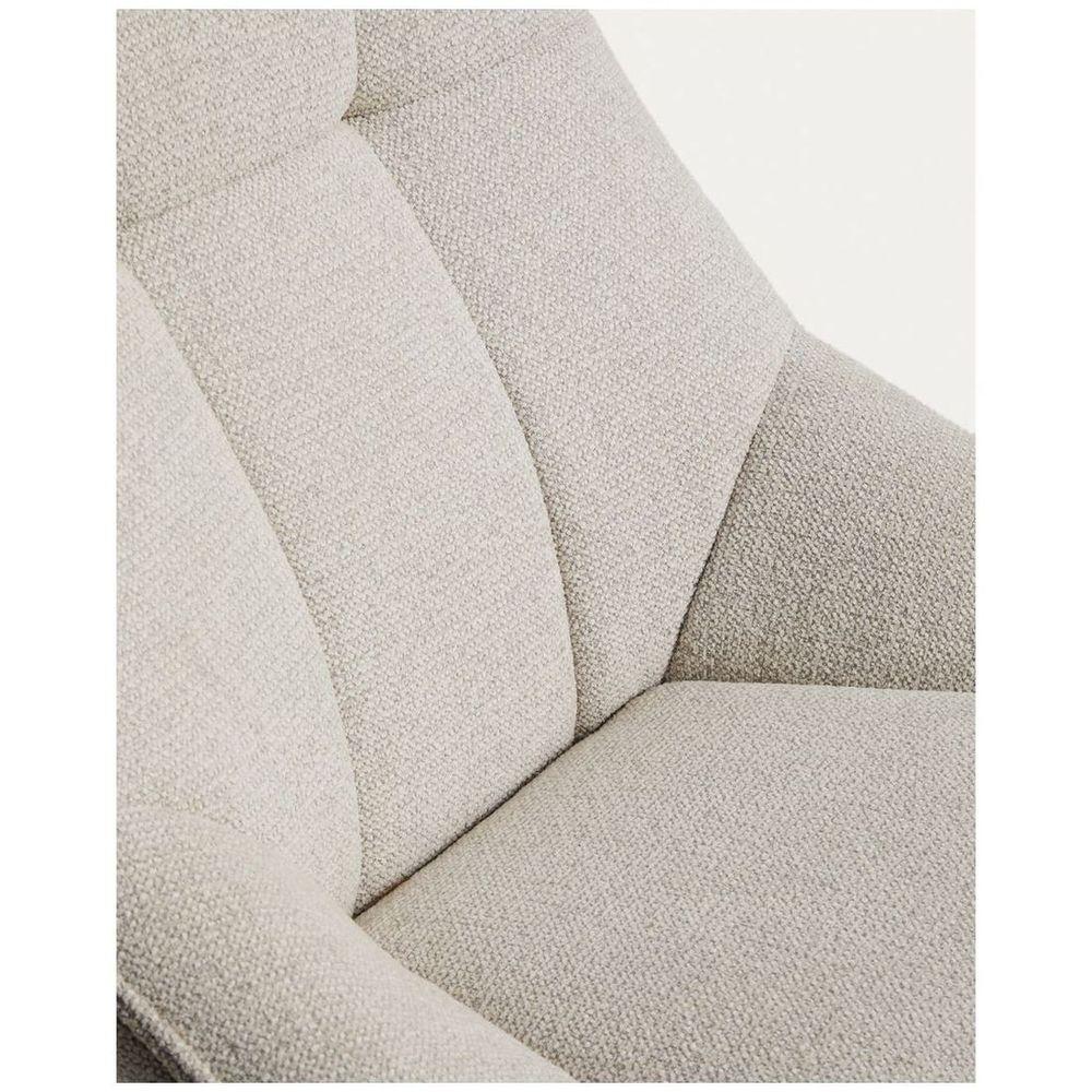Drehsessel Dirala mit beiger Chenille und schwarz lackiertem Stahl FSC 100 %