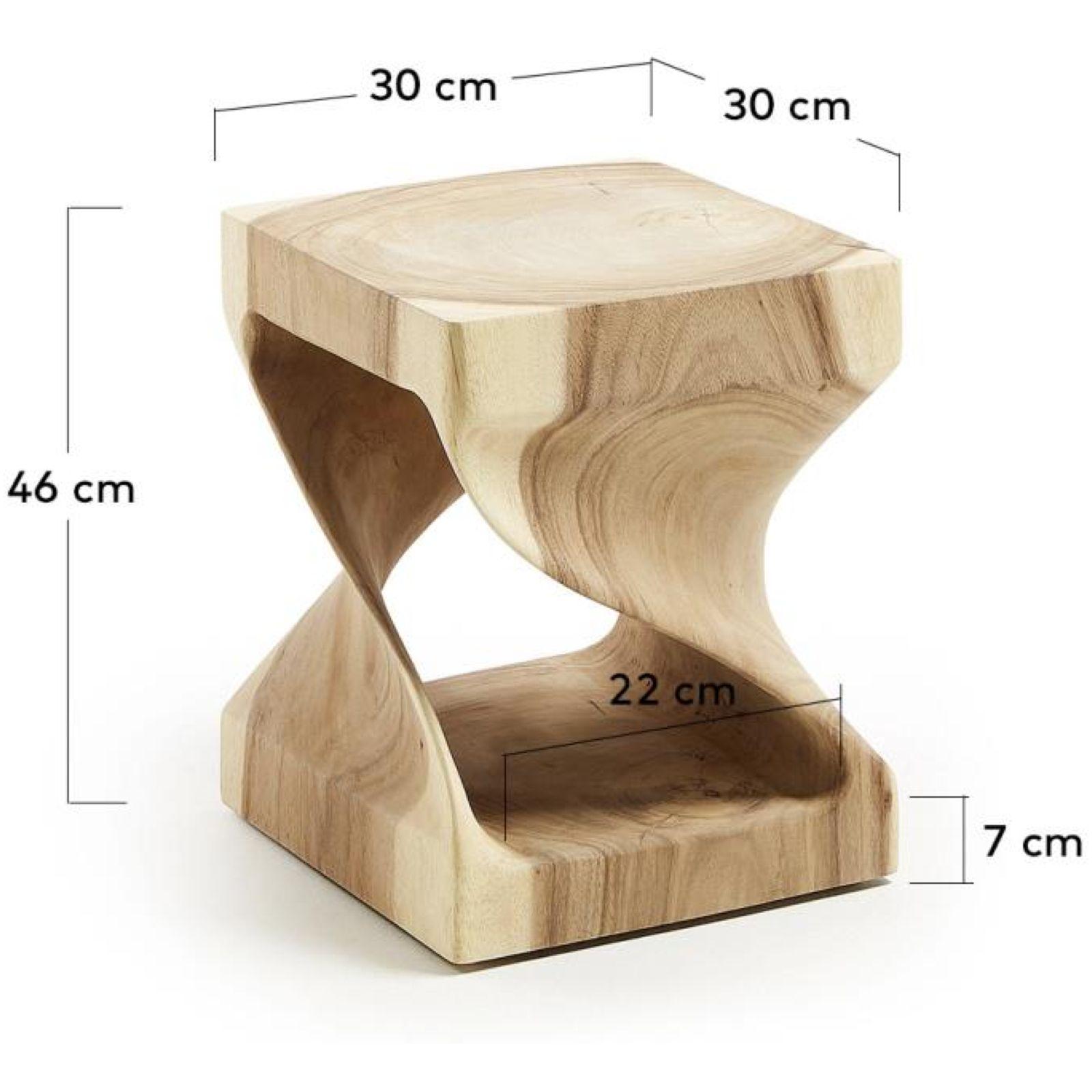 Beistelltisch Holzhocker Hakon Mungurholz Twisted Open 30x30 UNIKAT