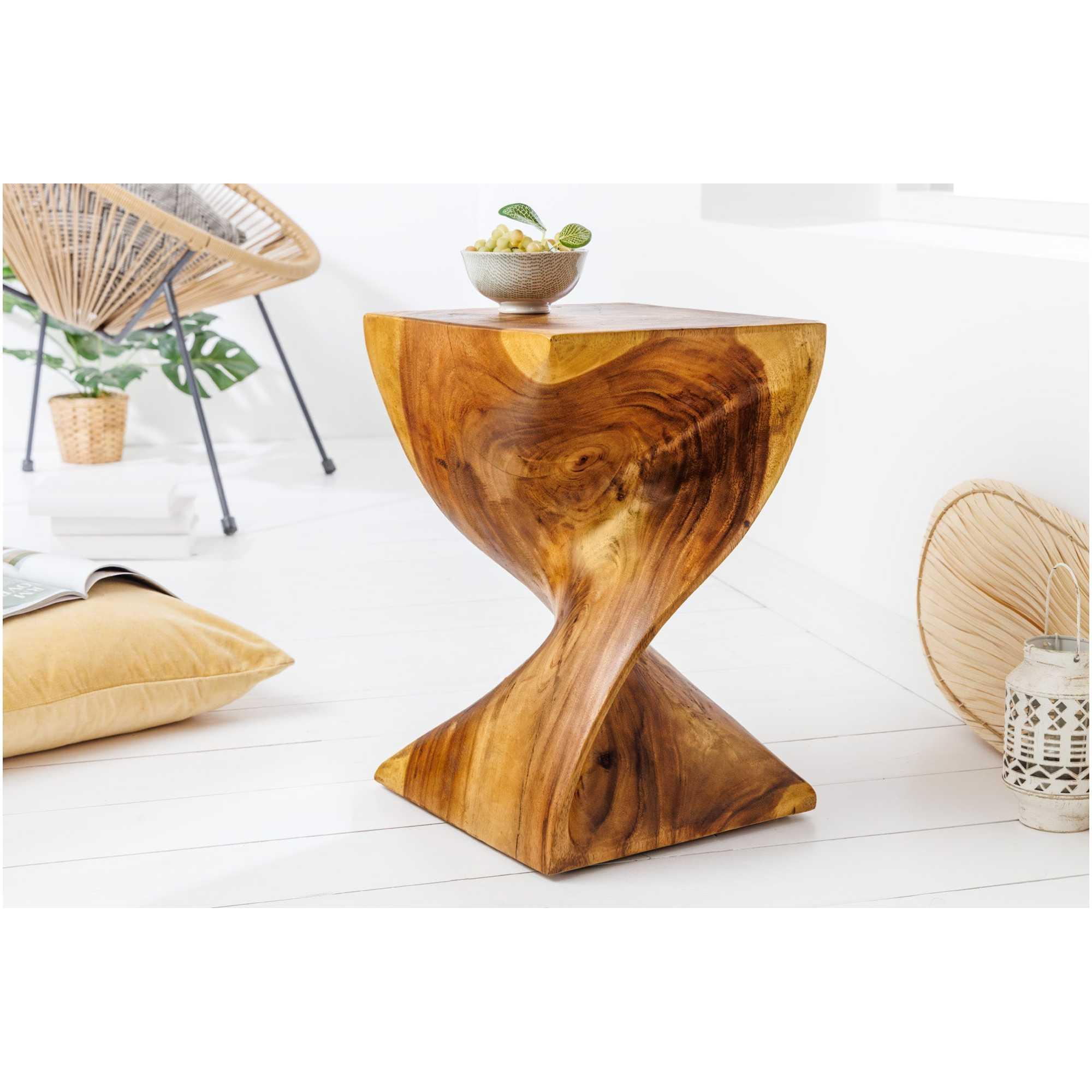 Beistelltisch Holzhocker Twisted Close Suarholz Unikat