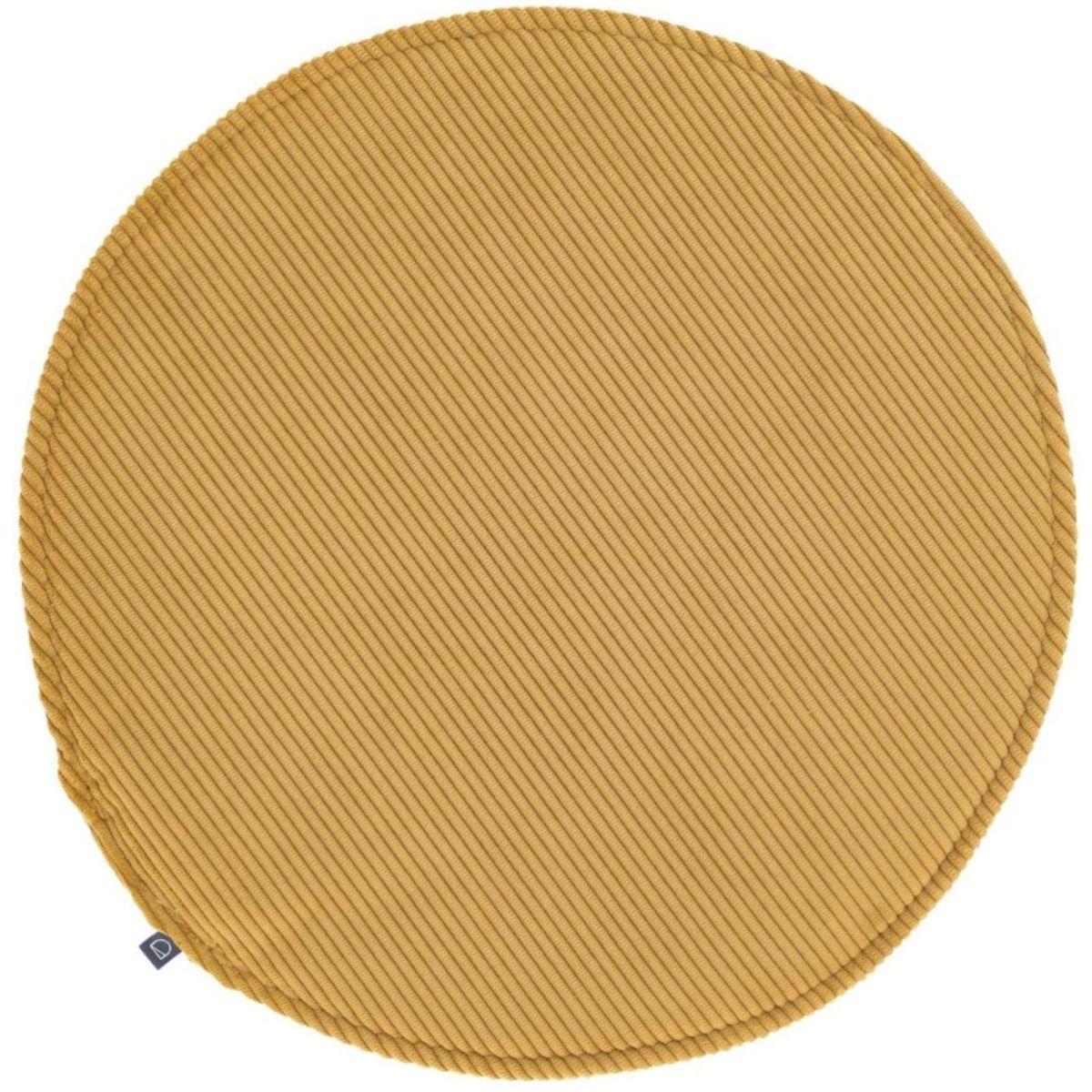 Stuhlkissen Sitzkissen rund Sora Cord Stoff senfgelb 35x35