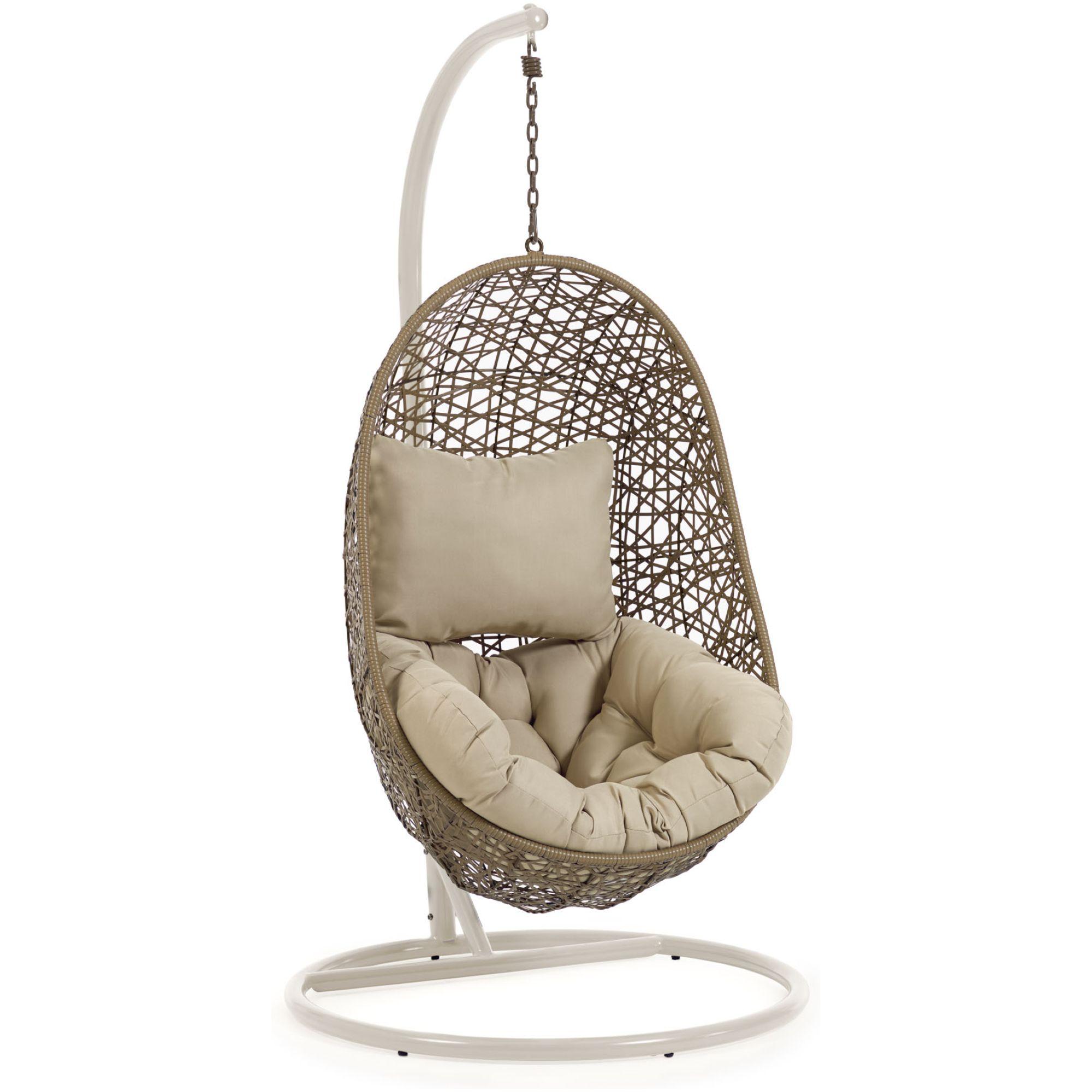 Garten Hängesessel Florence Poly Rattan braun Fuss hellgrau