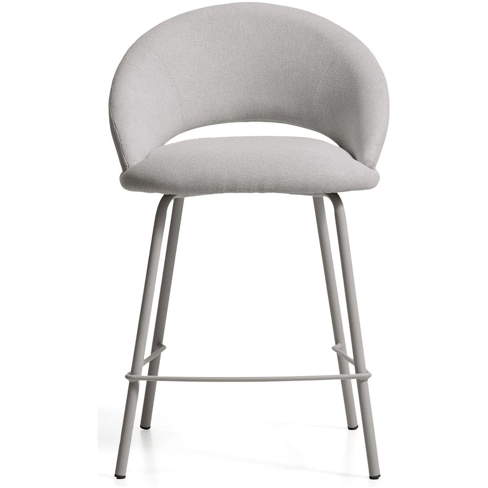 Barhocker Bonali mit grauer Chenille und Beinen aus grauem Metall FSC Mix Credit 65 cm