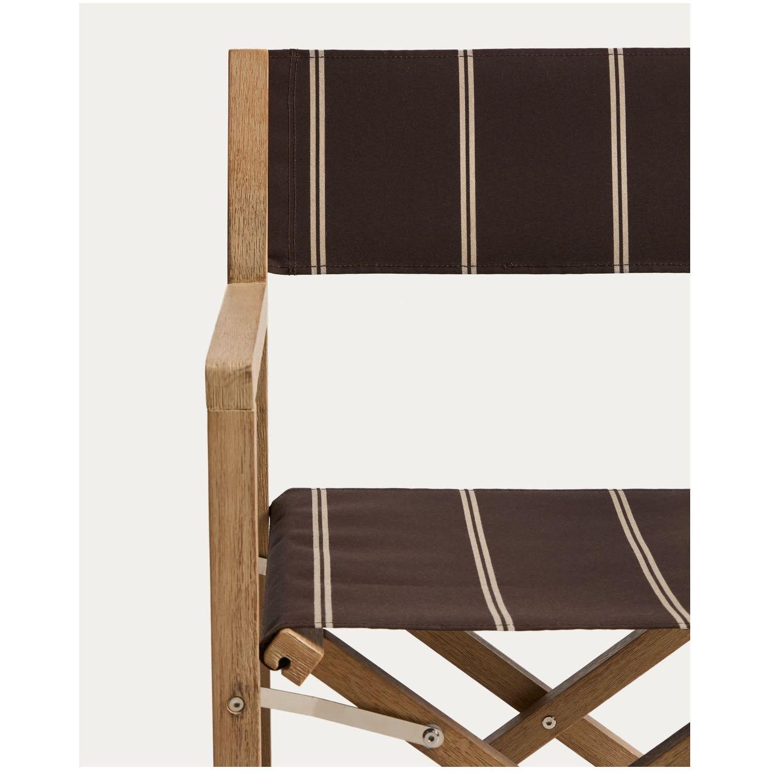 Braun-beige gestreifter Outdoor-Klappstuhl Vilara aus massivem Akazienholz FSC 100%