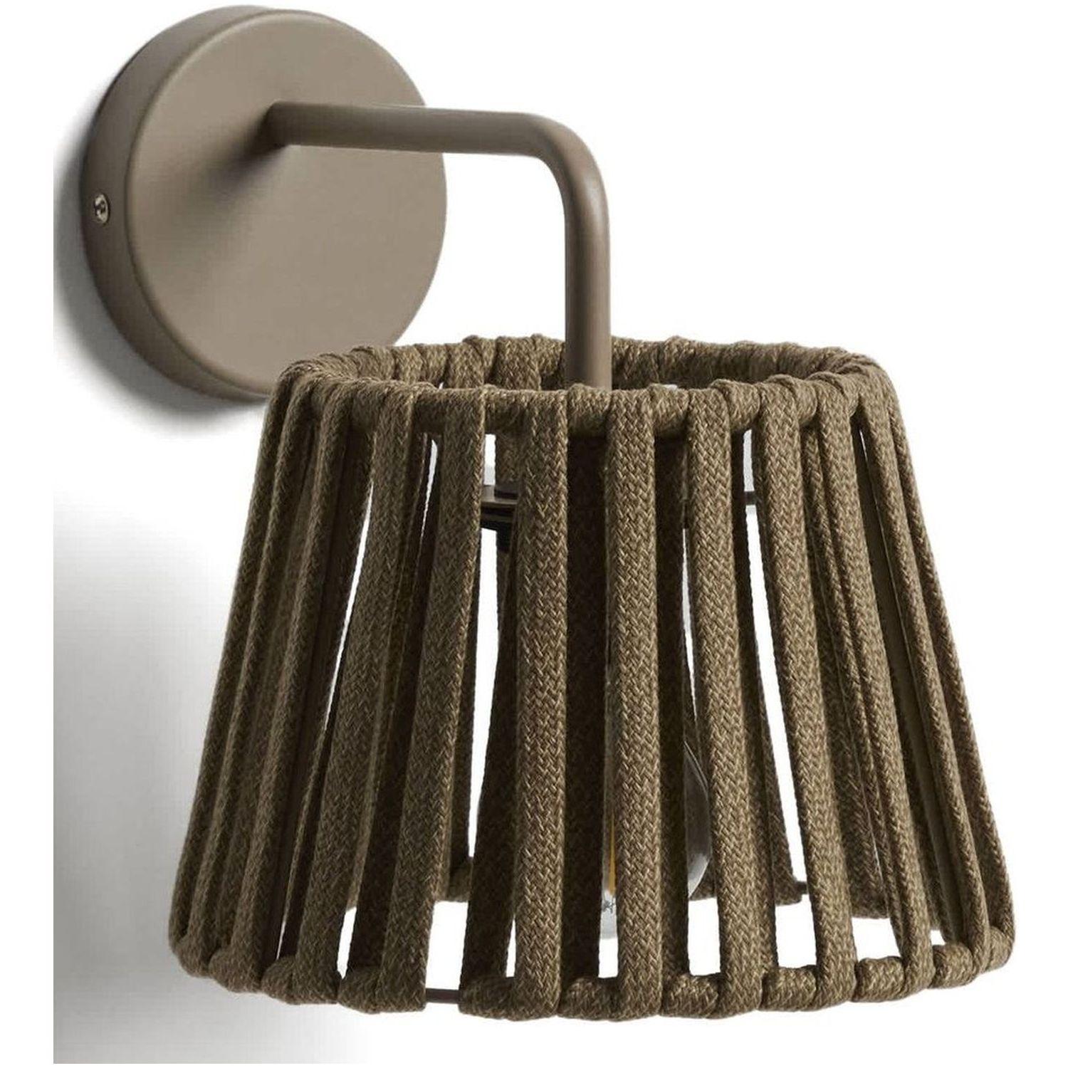 Outdoor-Wandleuchte Aldet aus flachem Seil und beigem Metall
