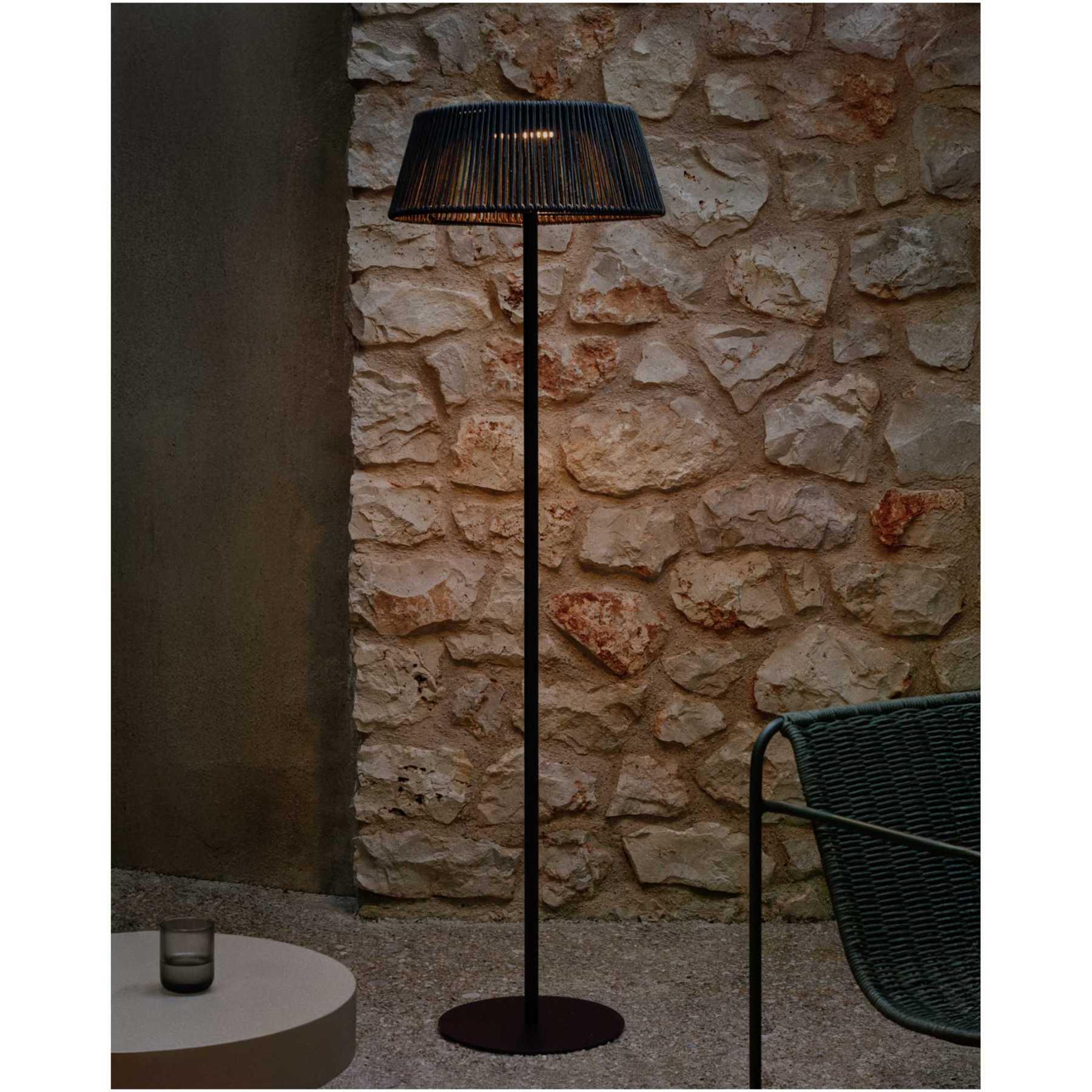 Outdoor-Solar-Stehlampe Aldet aus grünem Seil 46x46