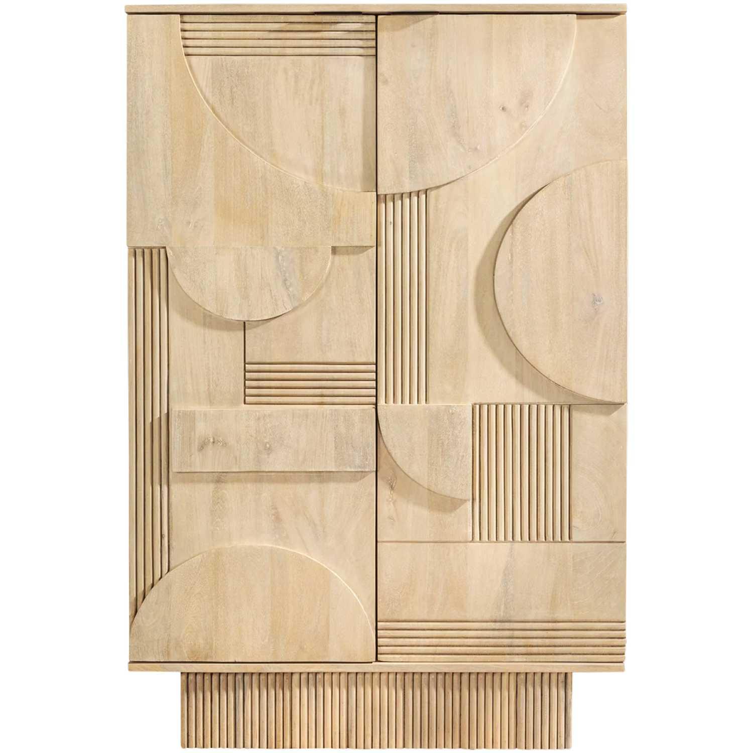 Barschrank mit Sockel ArtDeco Mangoholz weiss gekälkt 95x141