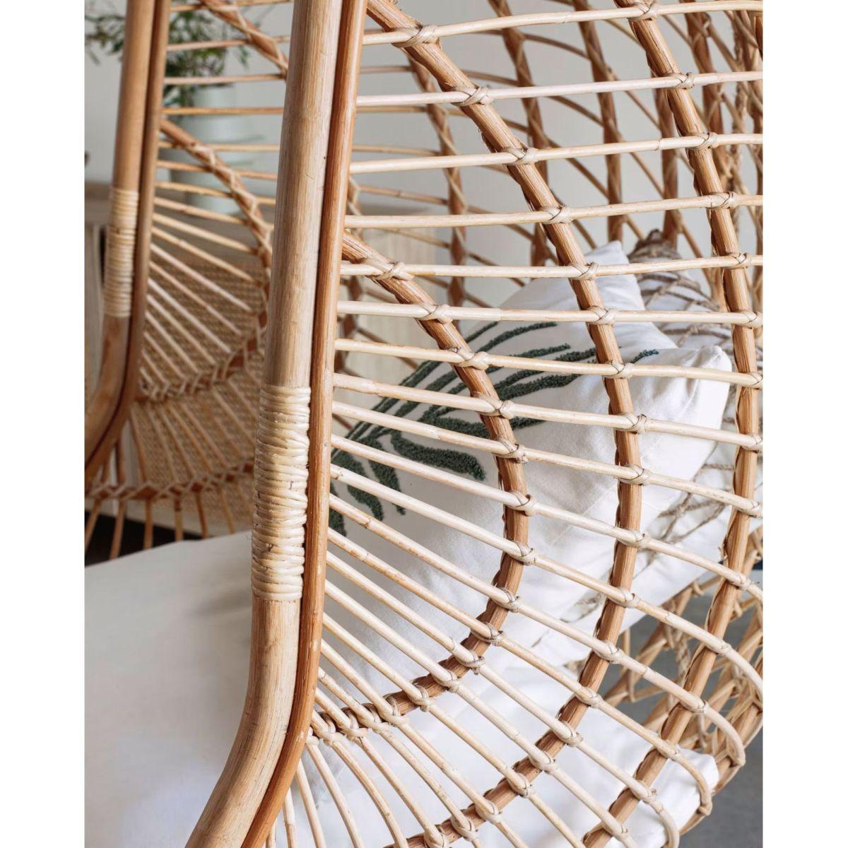 Hängesessel Natur Rattan Bali Fuss hellgrau