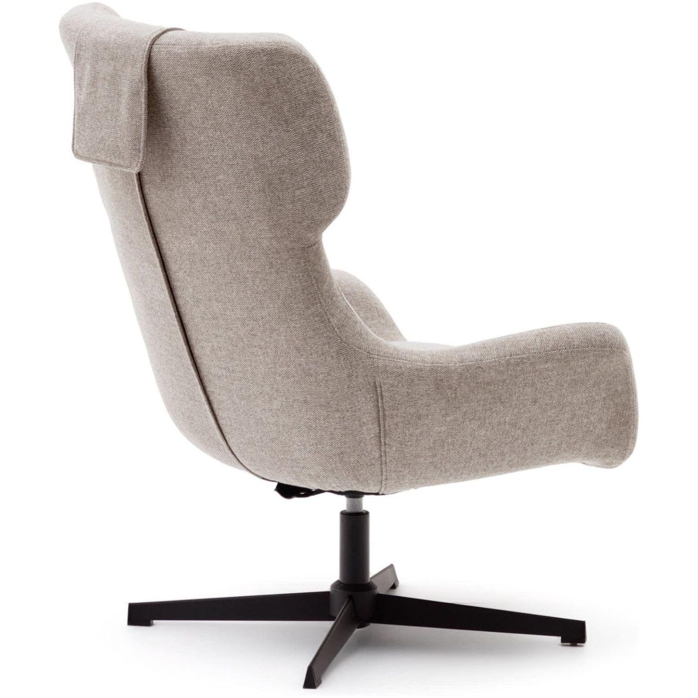 Relaxsessel drehbar Zalina Chenille Stoff beige Stahl schwarz