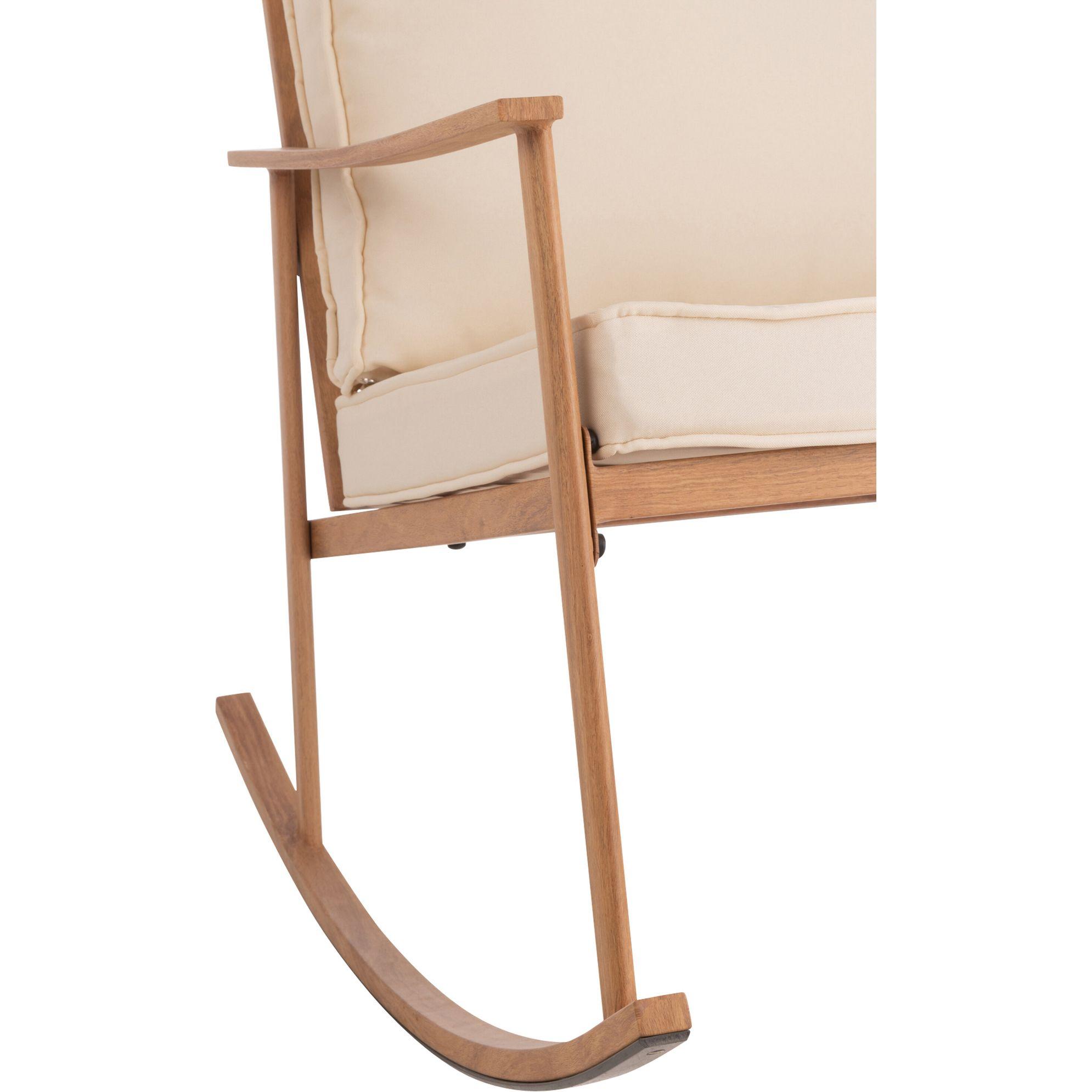 Garten Schaukelstuhl Metall beige Kissen weiss