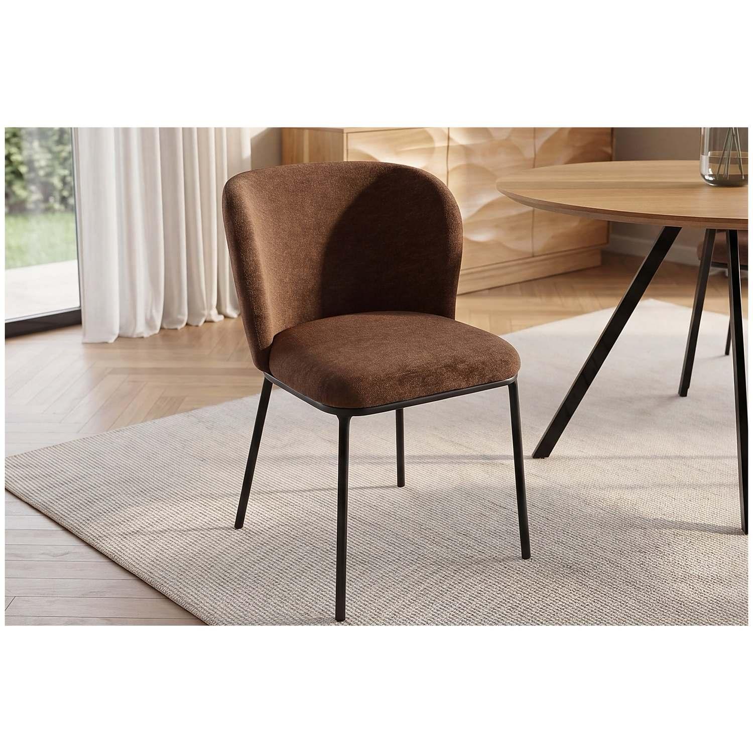Armlehnstuhl Rakka Stoff braun Metall schwarz