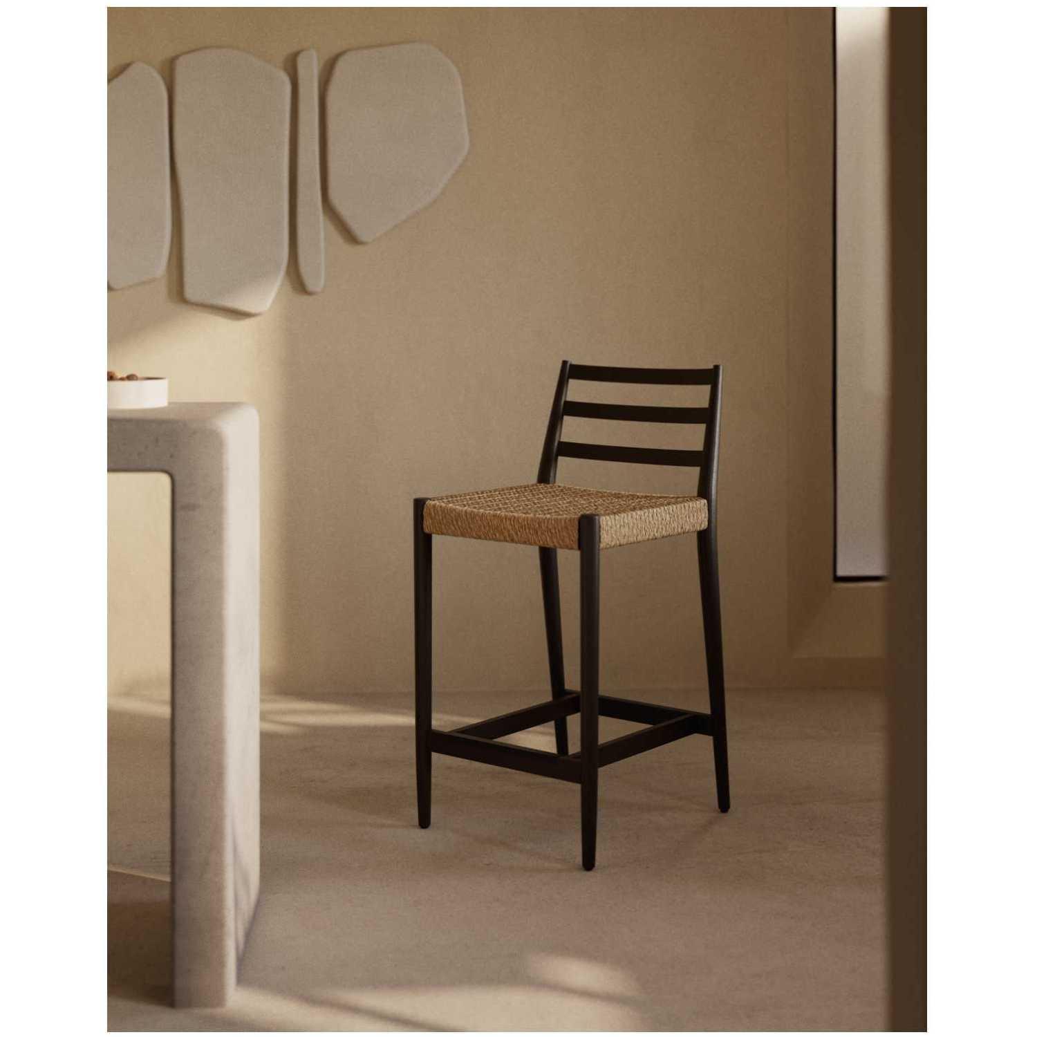 Barhocker Analy Eichenholz massiv schwarz Sitzhöhe 65 100% FSC