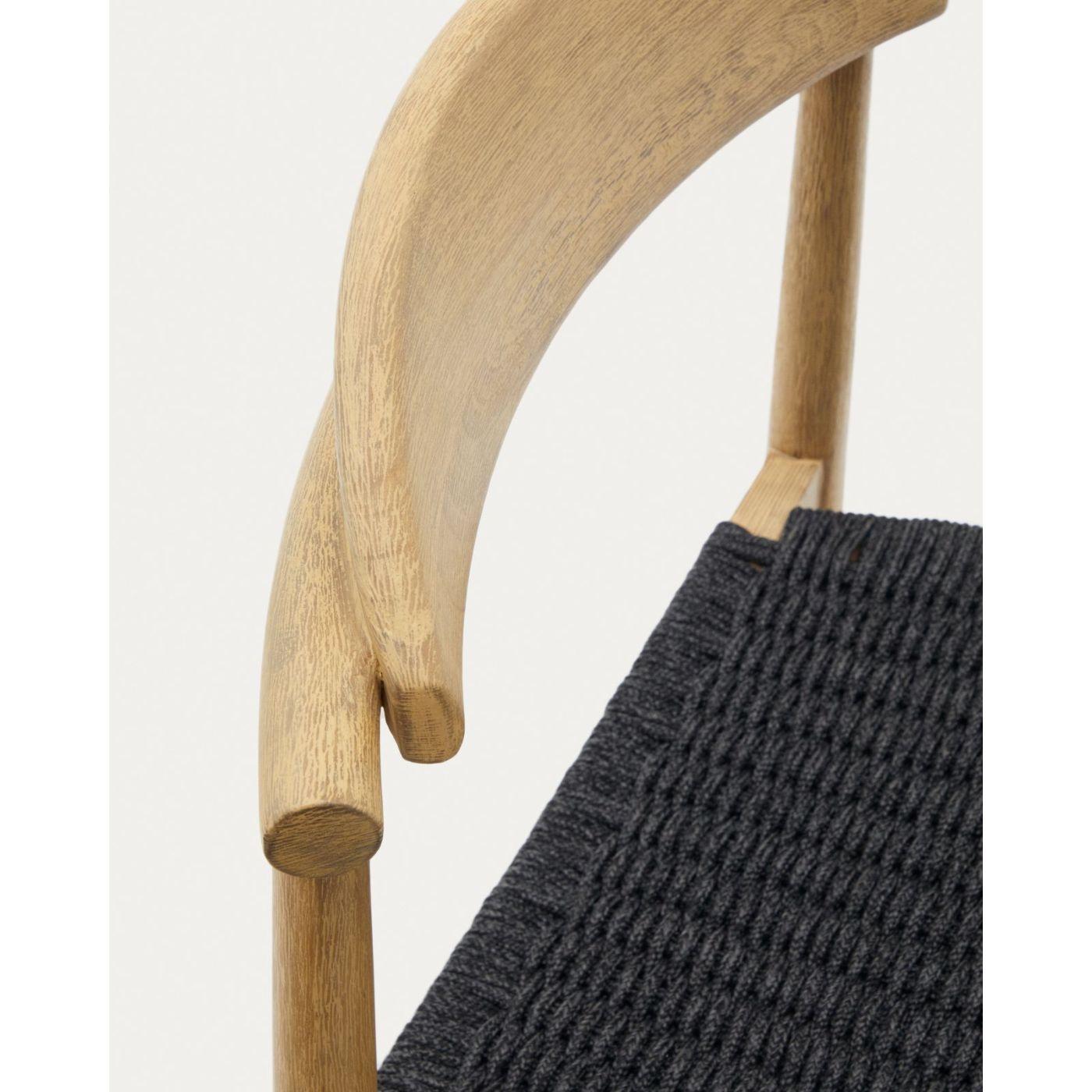 Barhocker aus Holz Nina Akazie Natur Seil schwarz Sitzhöhe 62cm