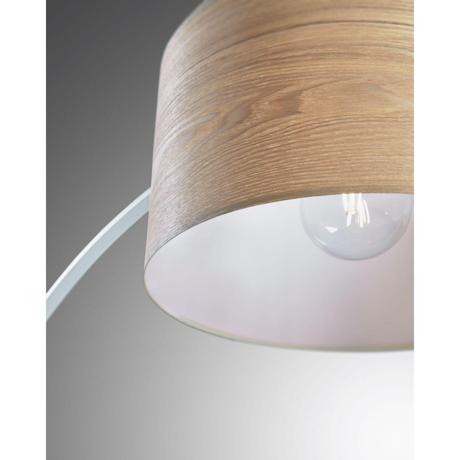 Stehlampe Bogenleuchte Juhe Eschenholzfurnier Marmor weiss