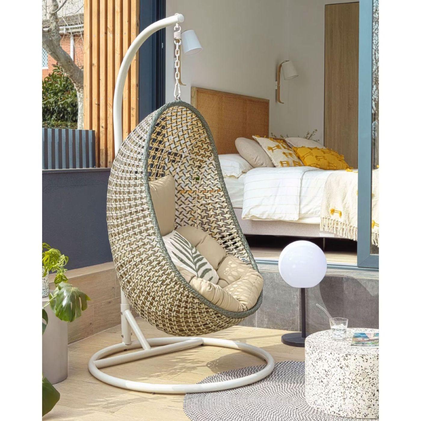 Garten Hängesessel Ciara Poly Rattan mehrfarbig Fuss dunkelgrau