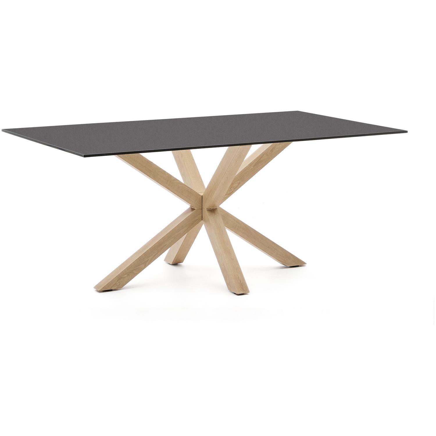 Argo table 180x100 cm, steel in sonoma and black glass