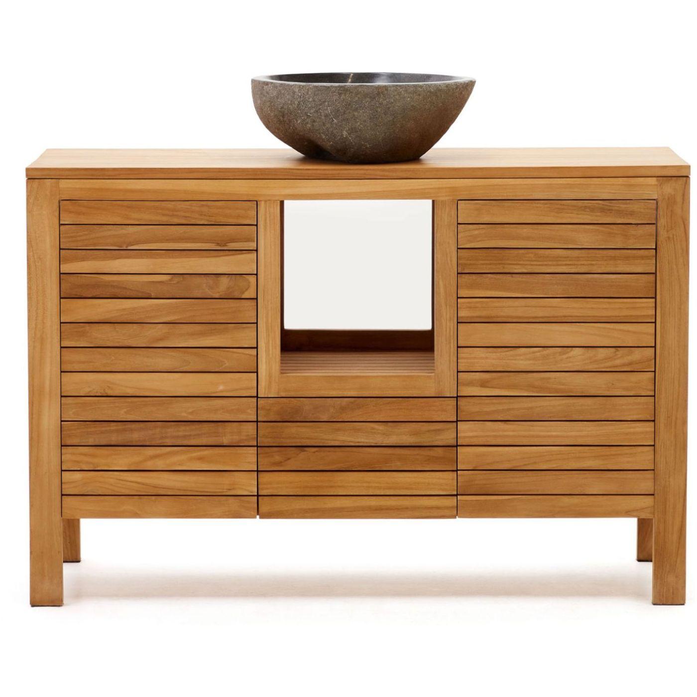 Badezimmermöbel Unterschrank Neria Teakholz massiv Natur 120x45