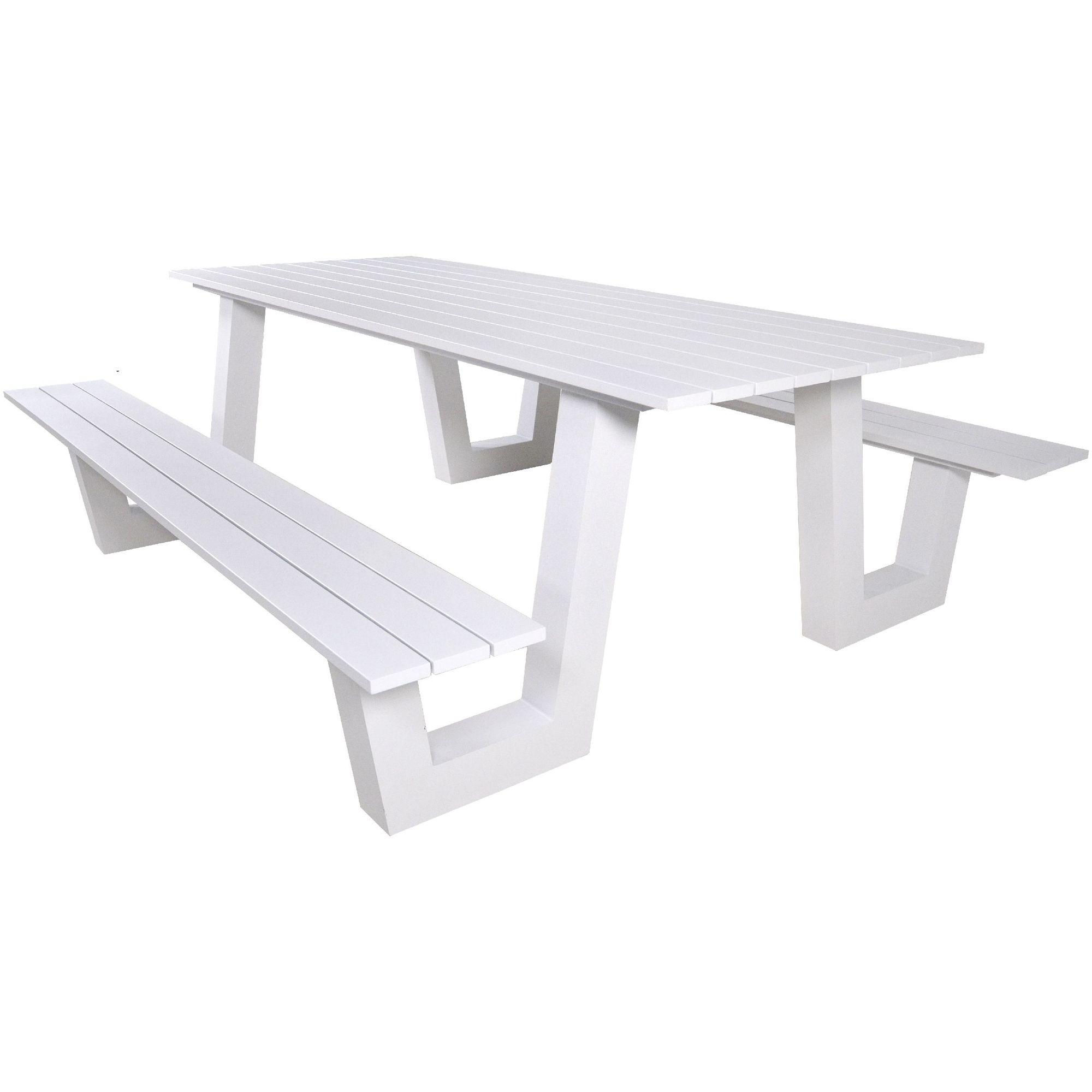 Garten Picknick Tischset Aluminium weiss