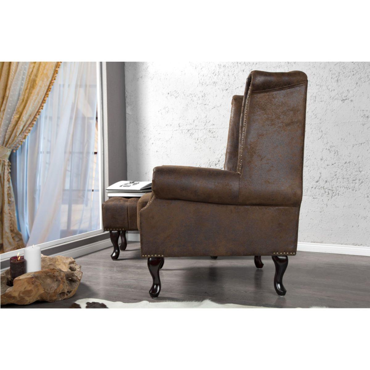 Chesterfield Ohrensessel braun Vintage Braun
