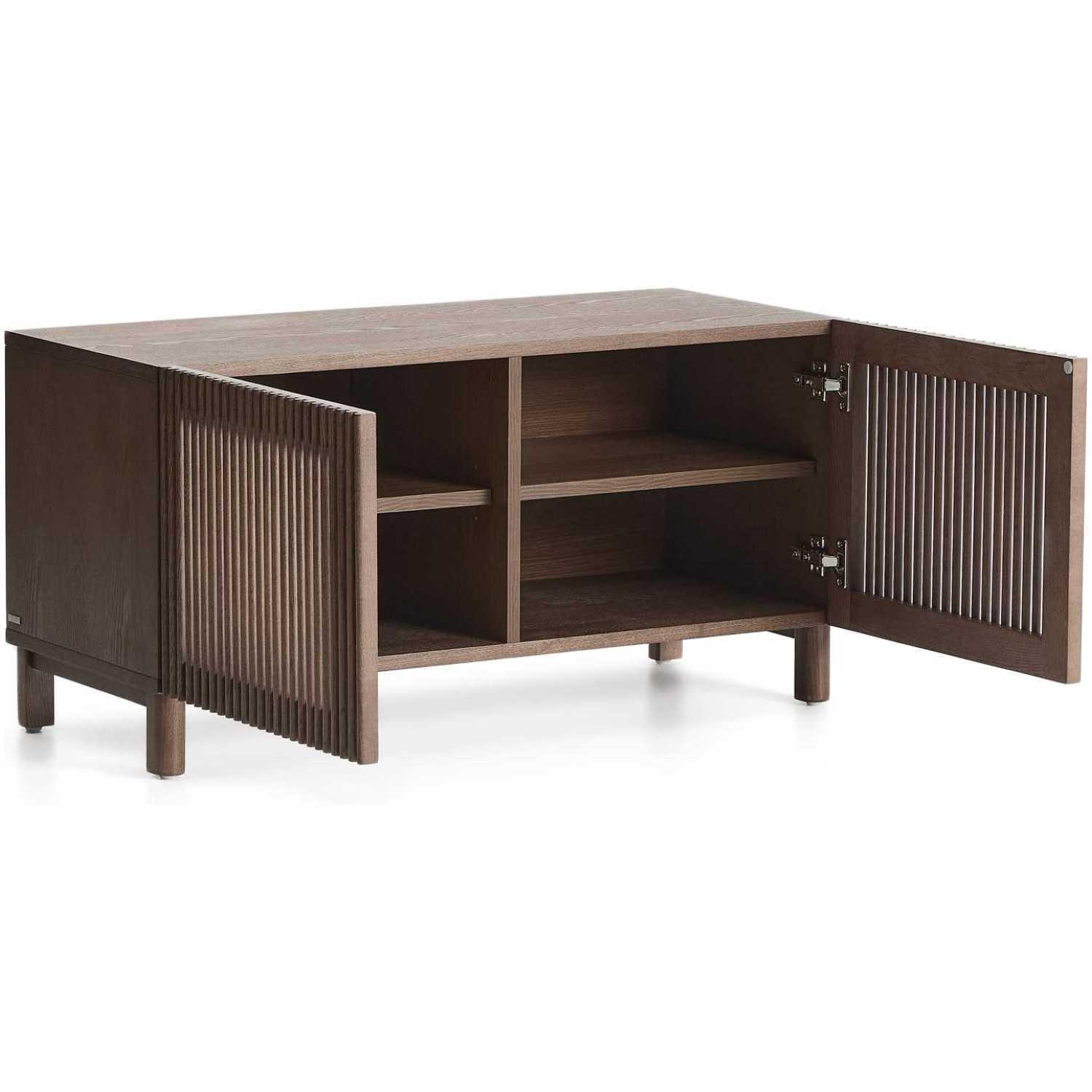Schuhschrank Beyla aus Furnier und Massivholz aus Esche mit nussbaumfarbenem Finish 98cm FSC 100%