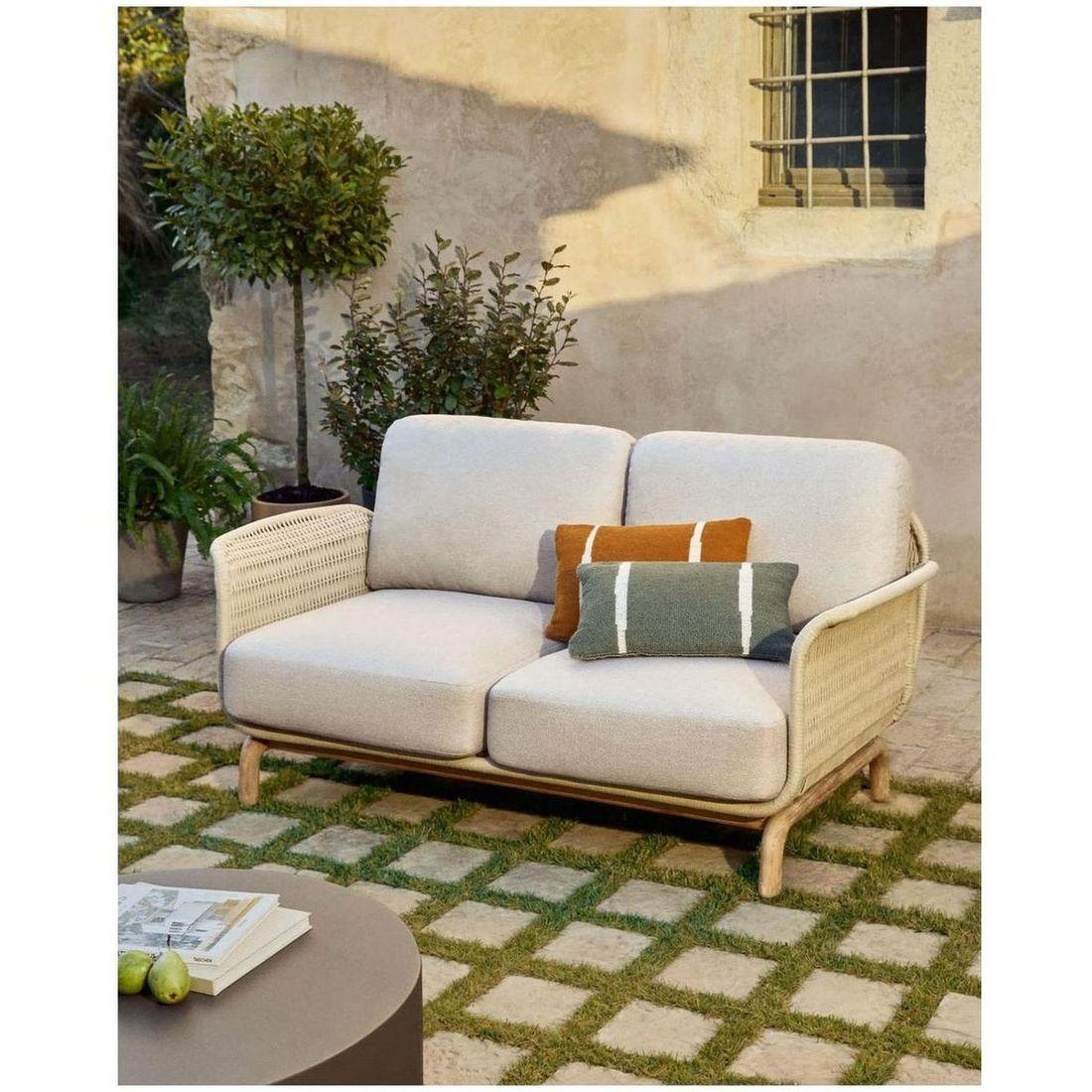 Gartensofa 2-Sitzer Alipa Akazienholz massiv Seil ecru 165