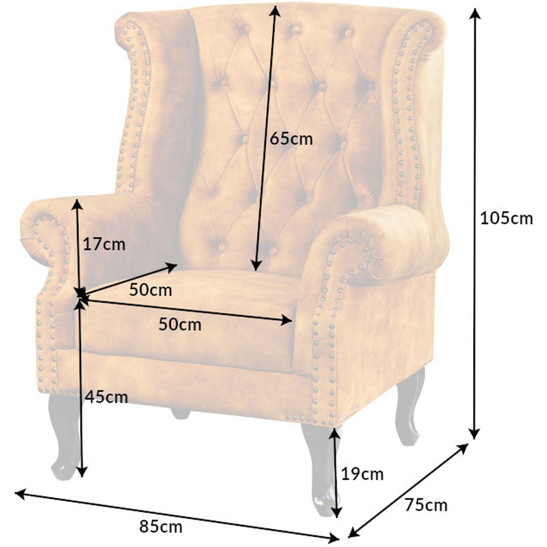 Chesterfield Ohrensessel Samtstoff senfgelb