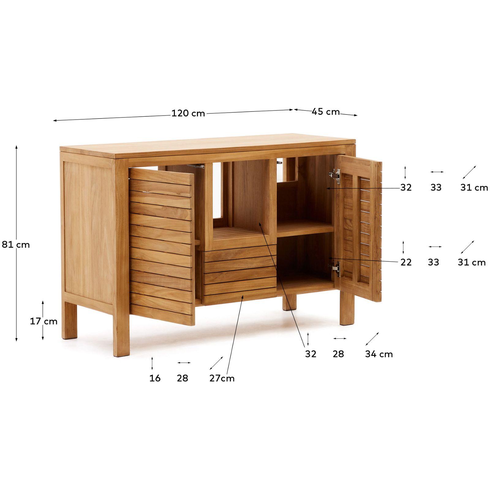 Badezimmermöbel Unterschrank Neria Teakholz massiv Natur 120x45
