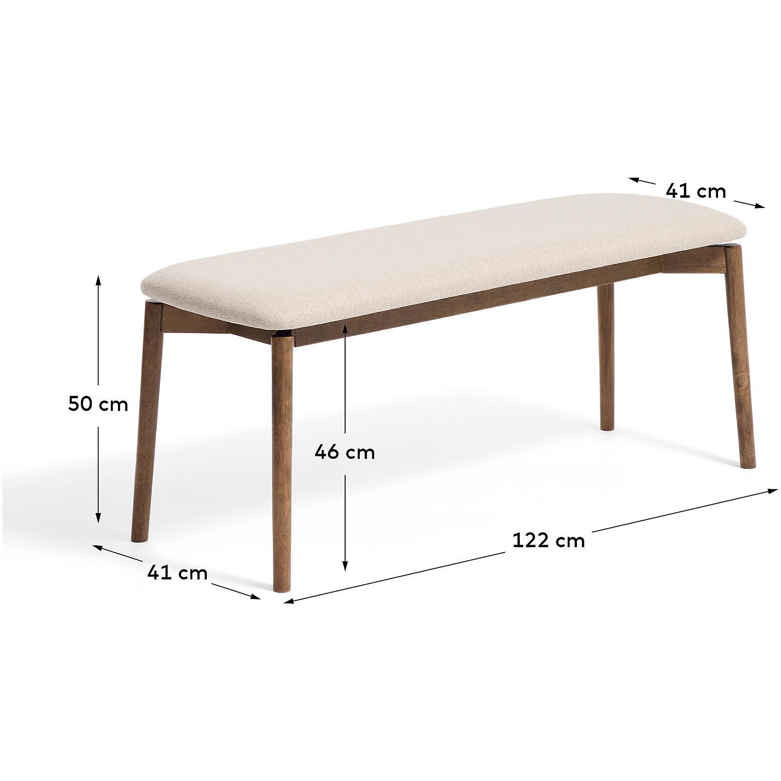 Bank Evera aus Eichenfurnier mit Nussbaumfinish und brauner Chenille 122 cm