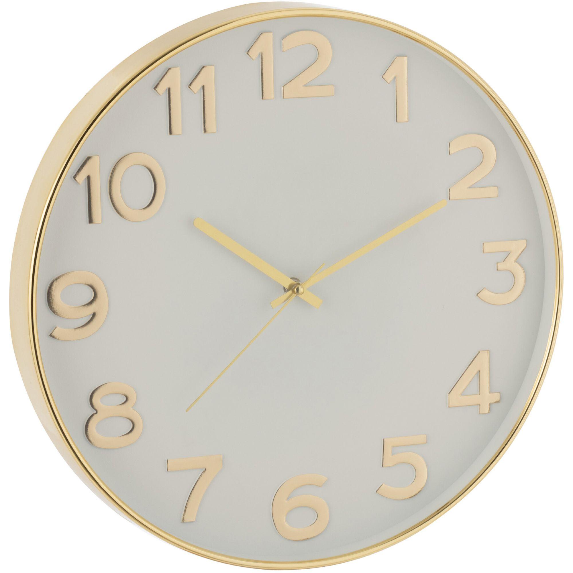 Wanduhr rund Arabische Ziffer weiss gold 39x39