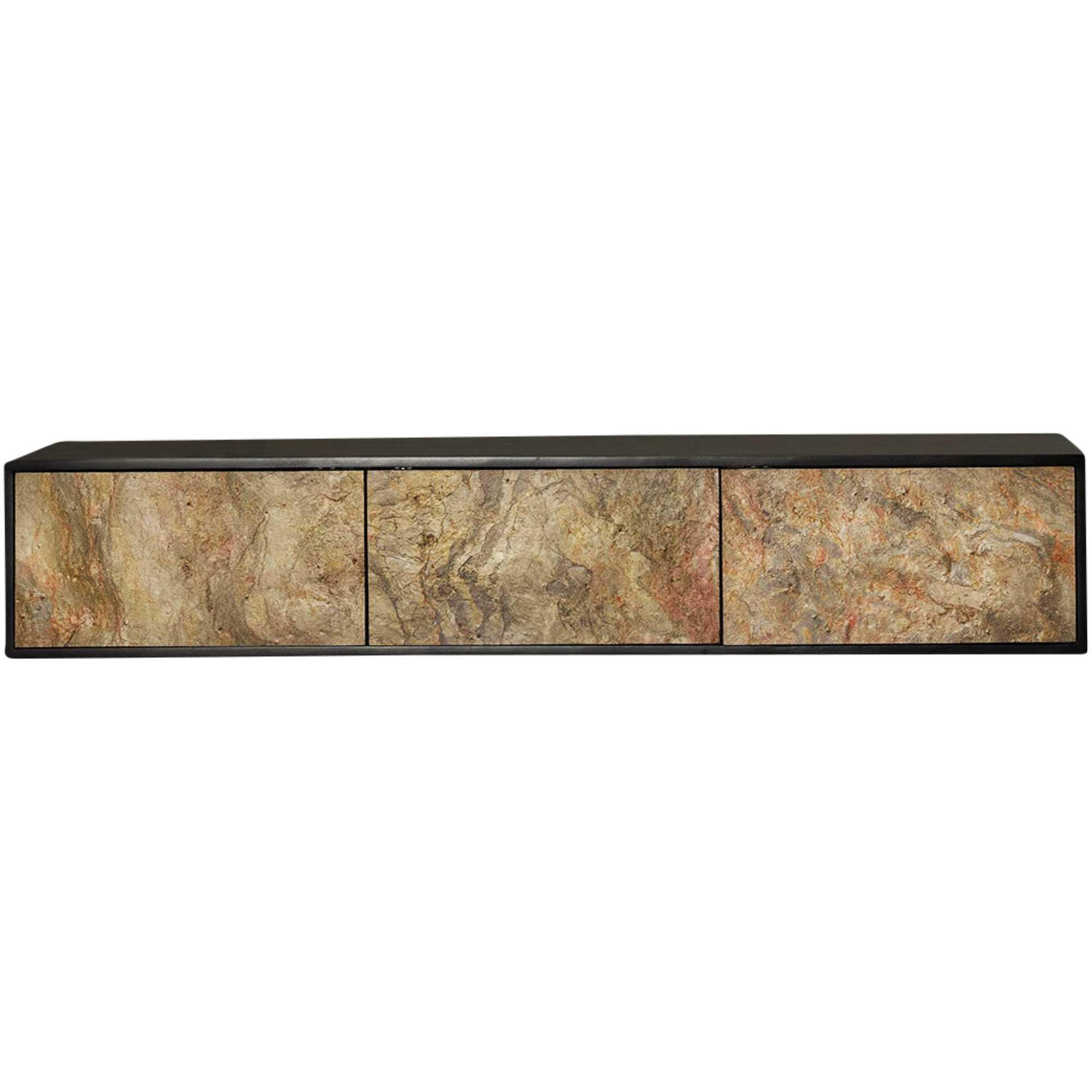 TV Wandboard Möbel Stone Natursteinfurnier natur Akazienholz schwarz 160