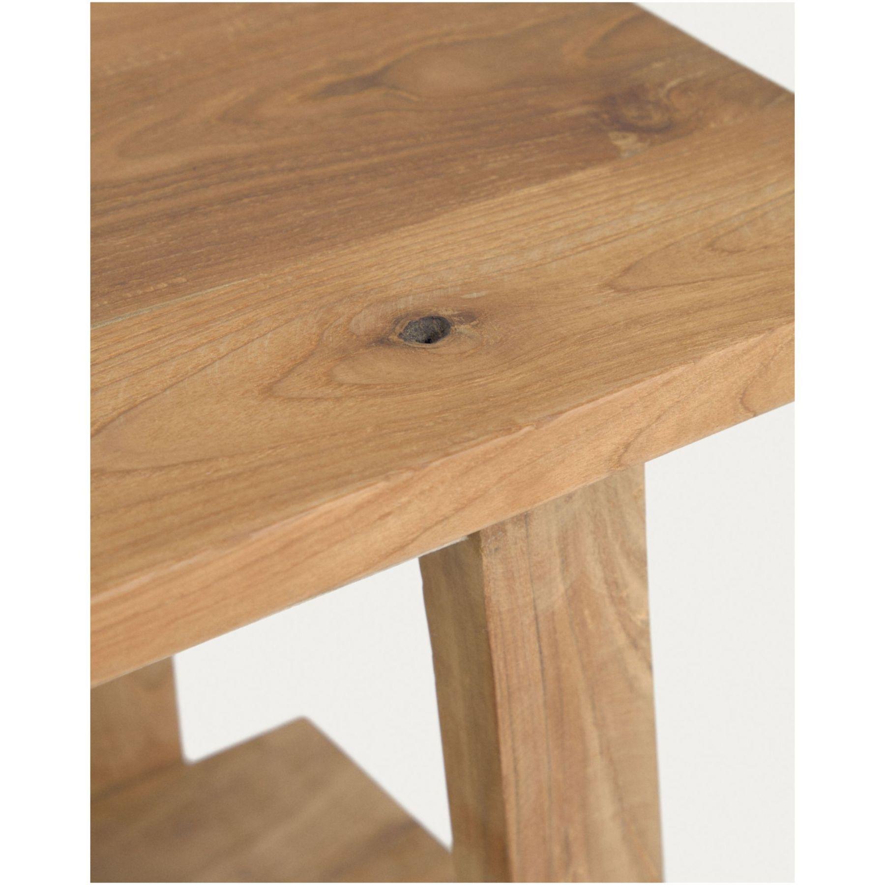 Holzhocker Fajat Safara aus massivem recyceltem Teakholz