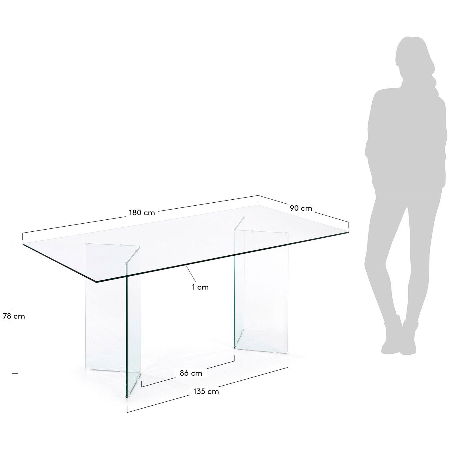 Esstisch Burano Glas transparent 180x90